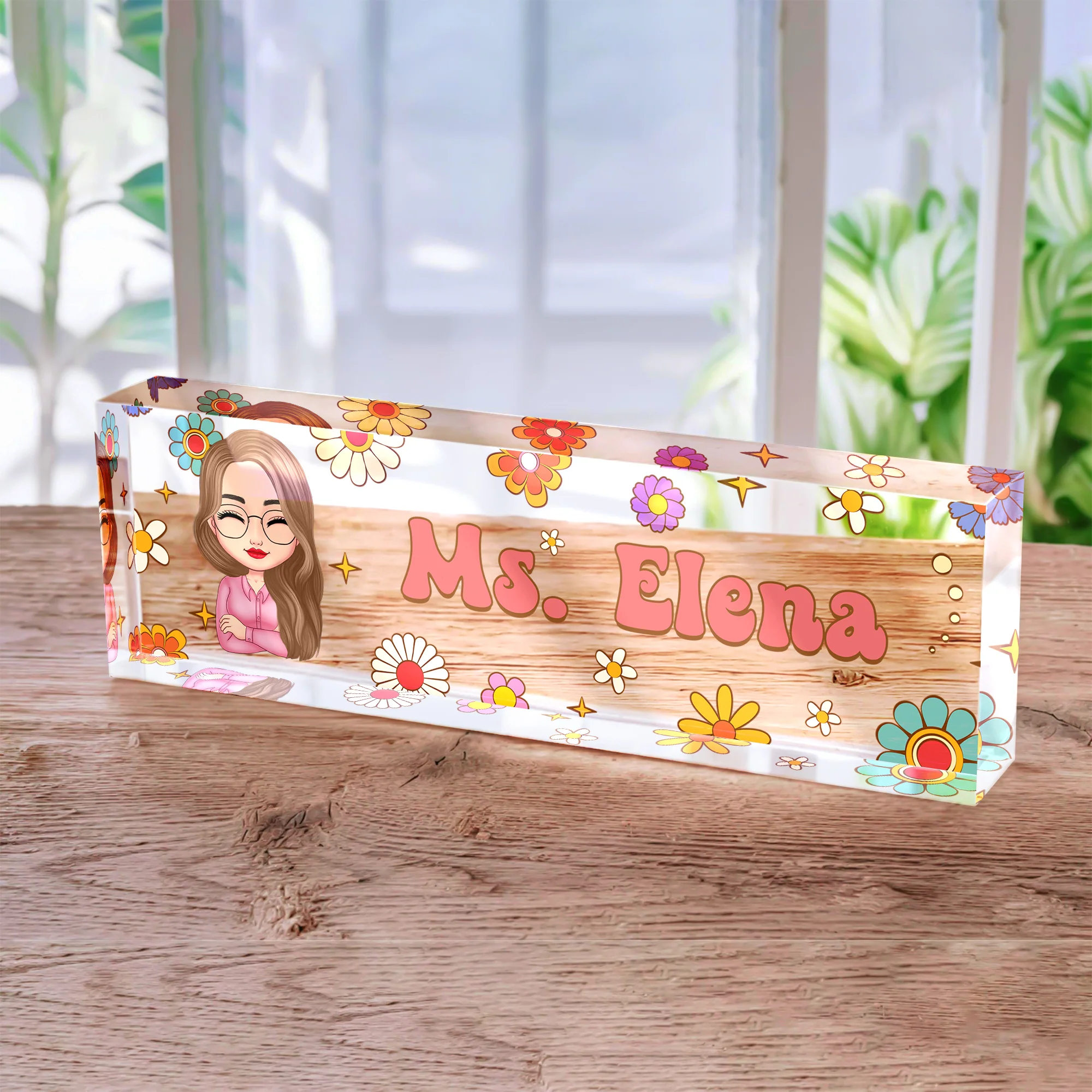 Personalized Teacher Acrylic Desk Name Plate Floral Pattern Gift for Teacher HA75 892624 - Image 6