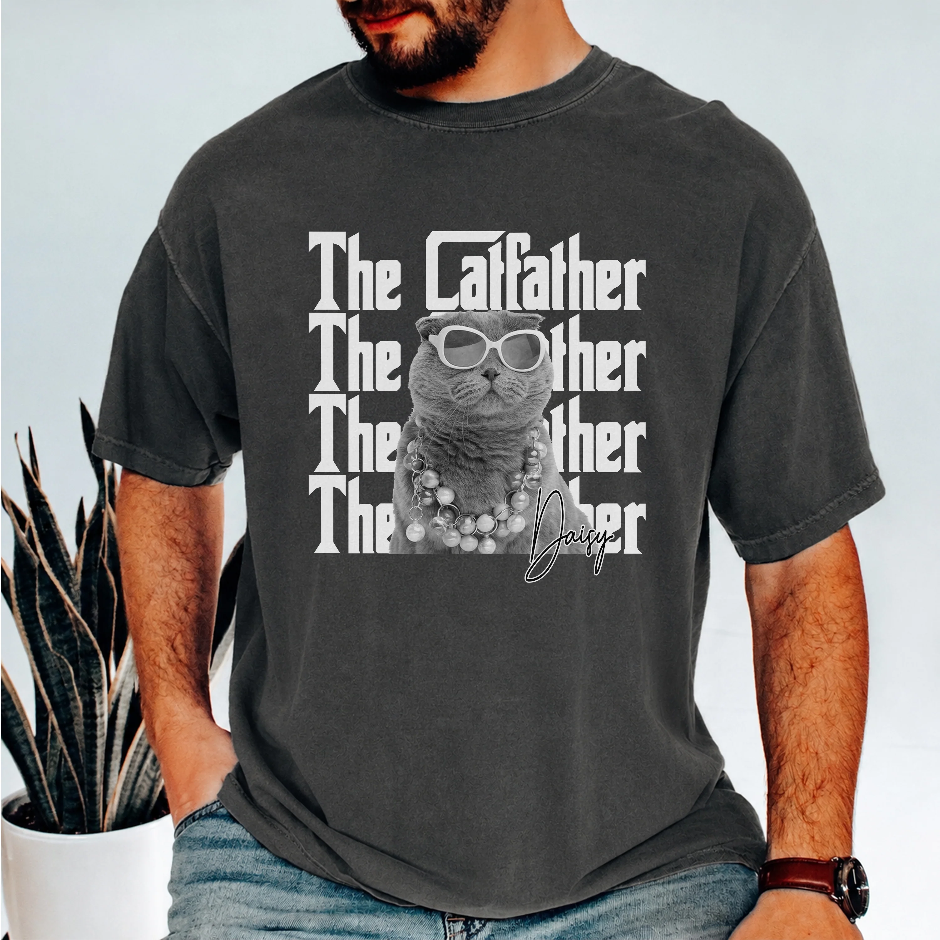 Personalized Vintage Photo The Dogfather Catfather Comfort Shirt For Dog Cat Lovers HA75 921568 - Image 2
