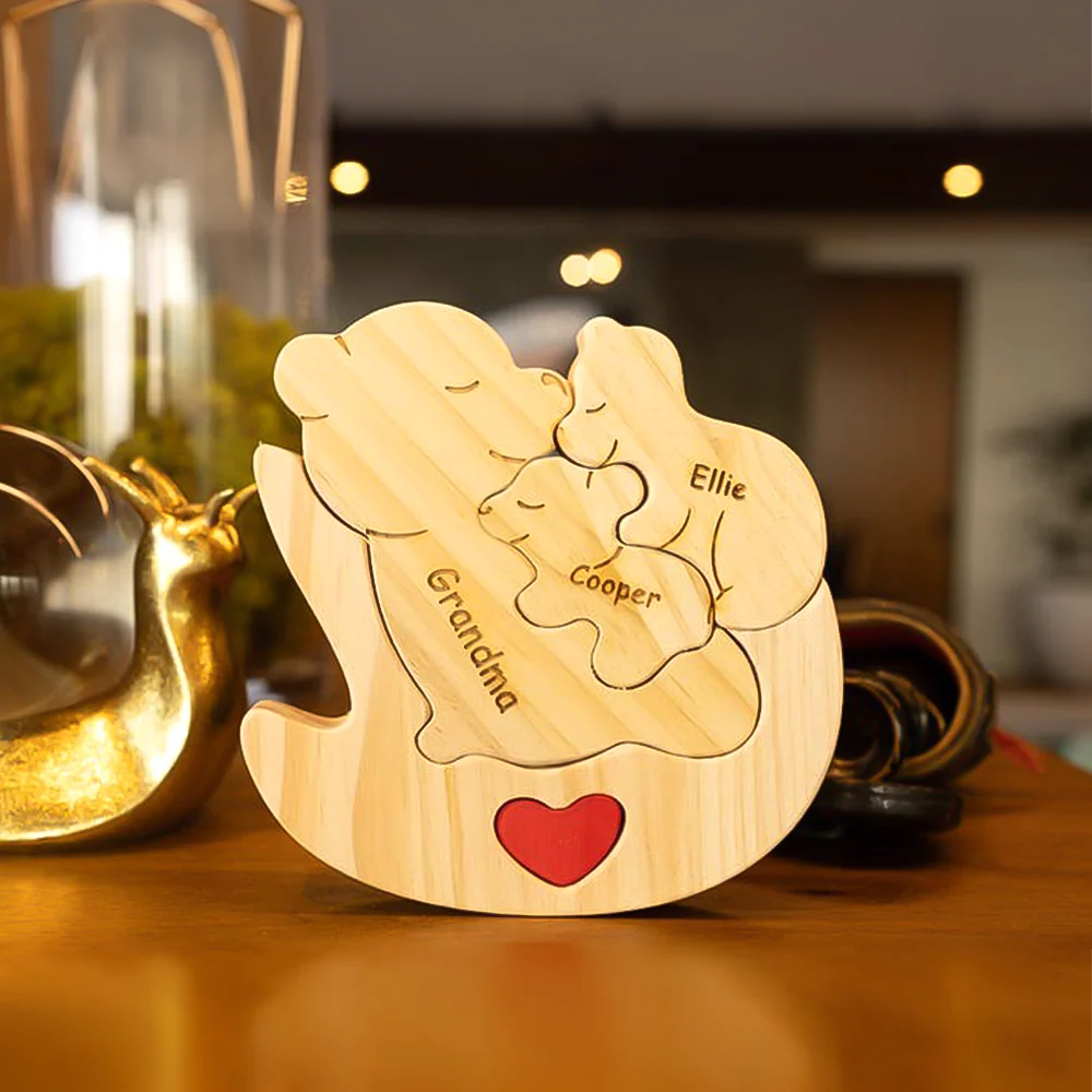 Personalized Wooden Mommy Rolling Bear Family Puzzle, Family Home Decor HA75 920738 - Image 2