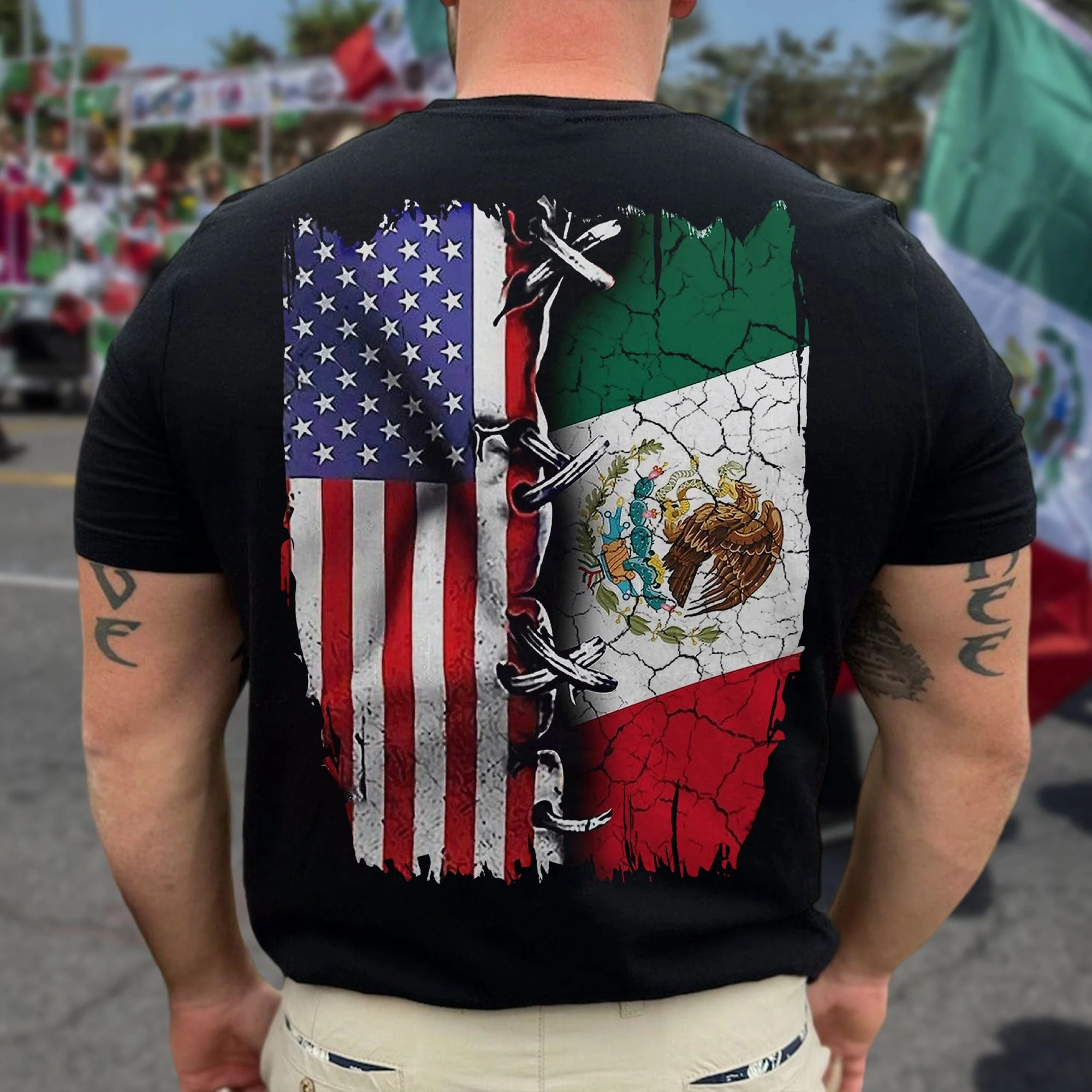 Proud Mexican And American Flag Back Shirt HA75 891274