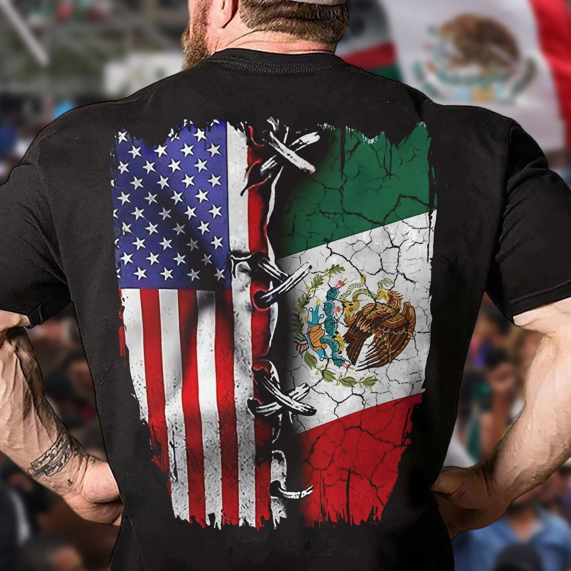 Proud Mexican And American Flag Back Shirt HA75 891274 - Image 2