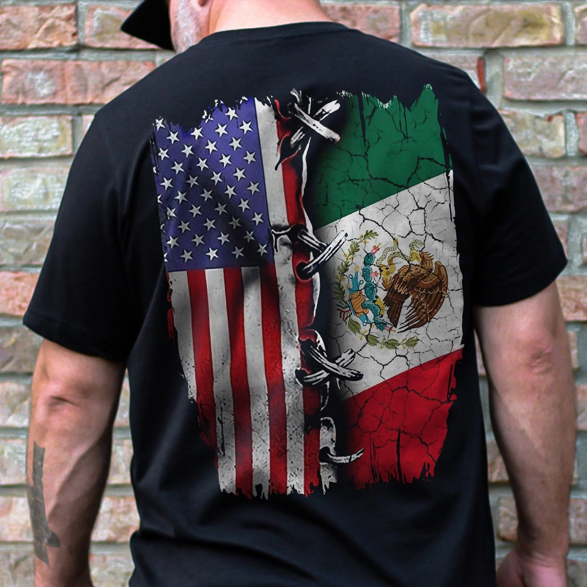 Proud Mexican And American Flag Back Shirt HA75 891274 - Image 3