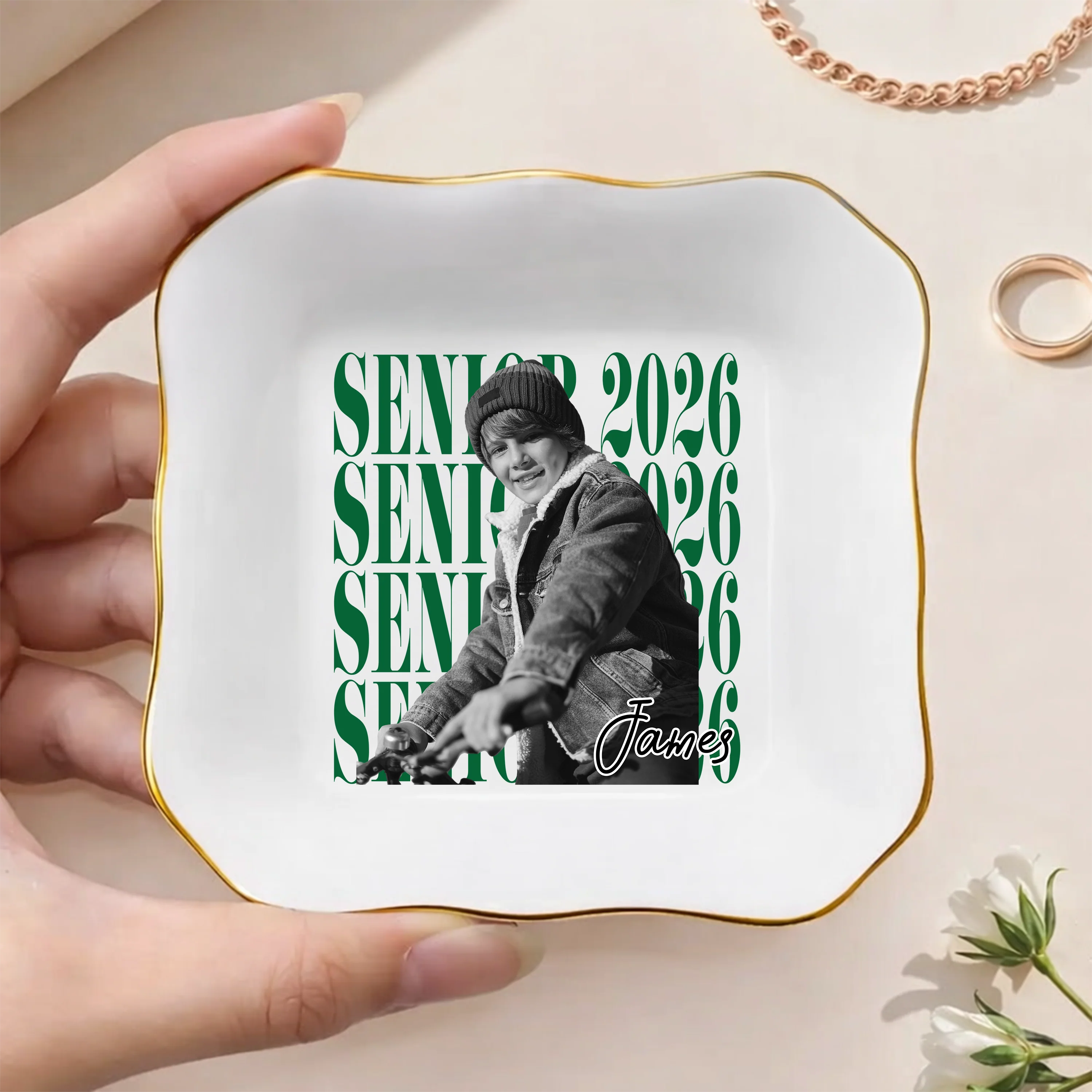 Senior Custom Vintage Photo - Personalized Ring Dish Graduation Gifts HA75 921218 - Image 4