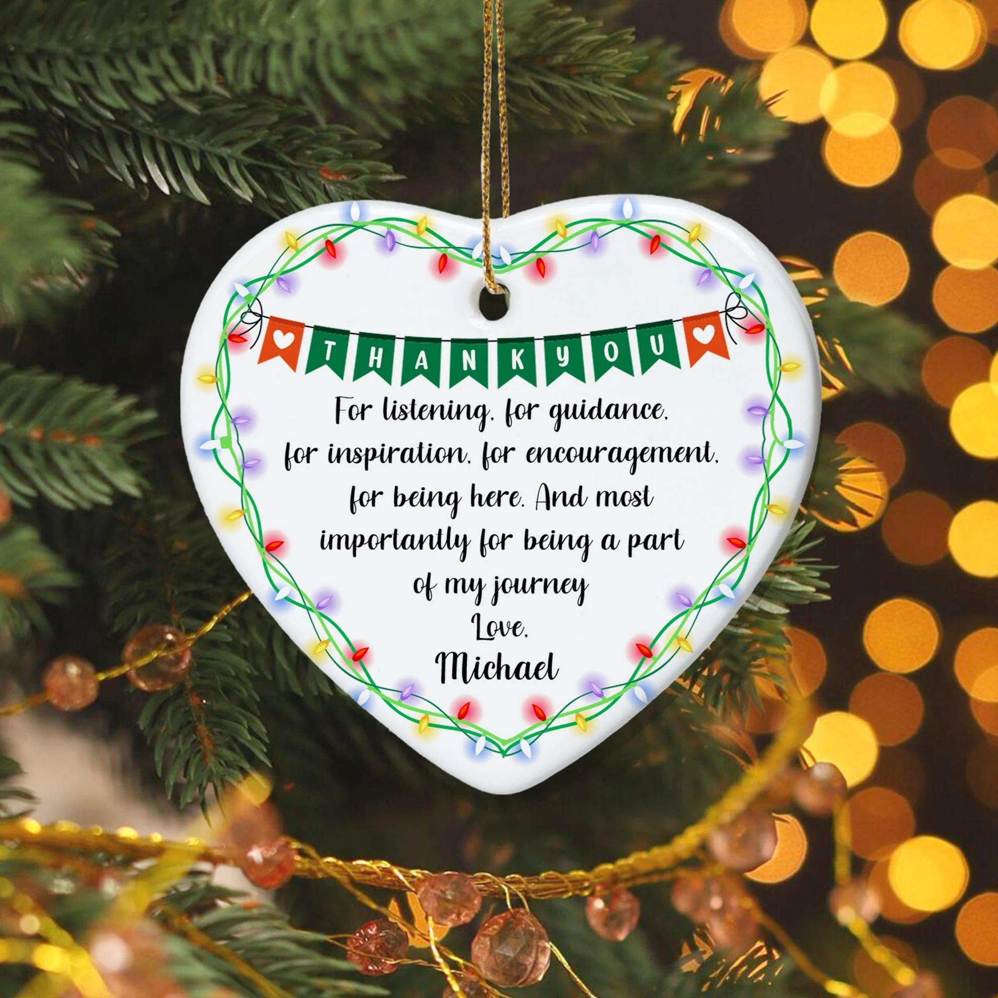 Thank You For Being A Part Of My Journey Heart Shaped Ceramic Ornament Personalized Gift HA75 891098 - Image 2