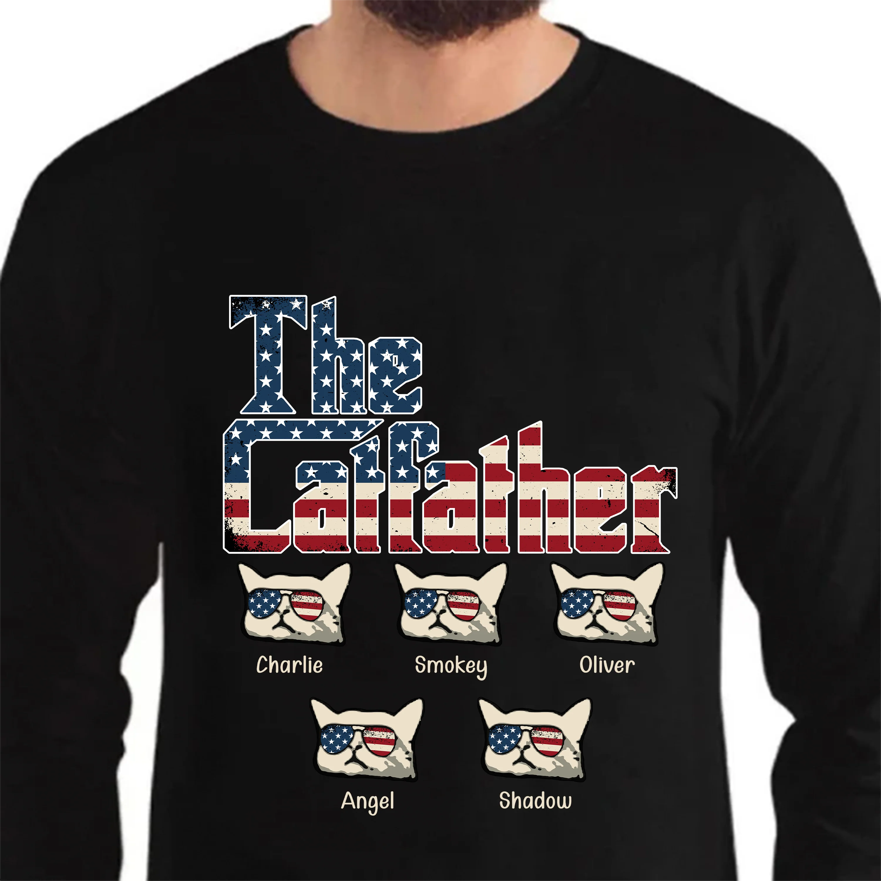 The Catfather US Flag Cat Personalized Dad Shirt HA75 892436 - Image 5