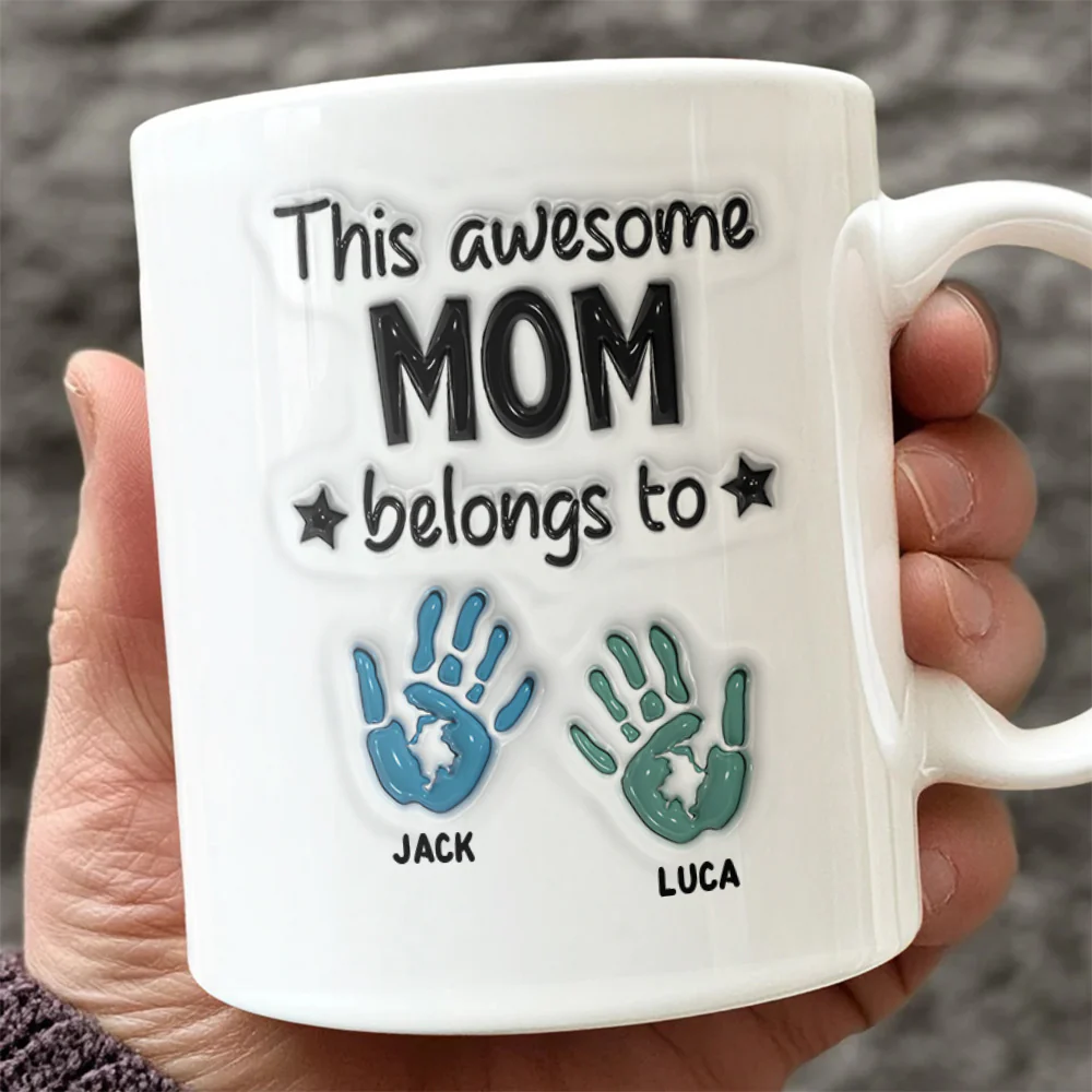 This Awesome Mom Belongs To 3D Inflated Mug Personalized Gift For Mother's Day HA75 892066 - Image 2