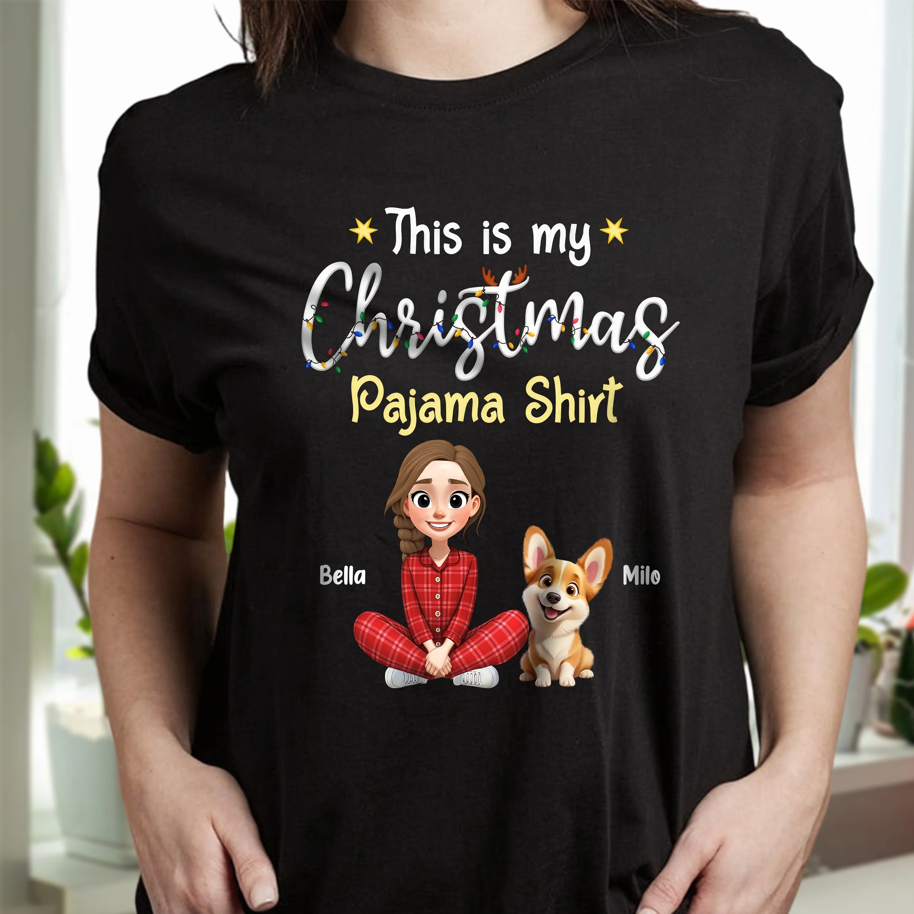 This is My Christmas Pajamas Shirt Personalized Dog Dark Shirt HA75 898184 - Image 3