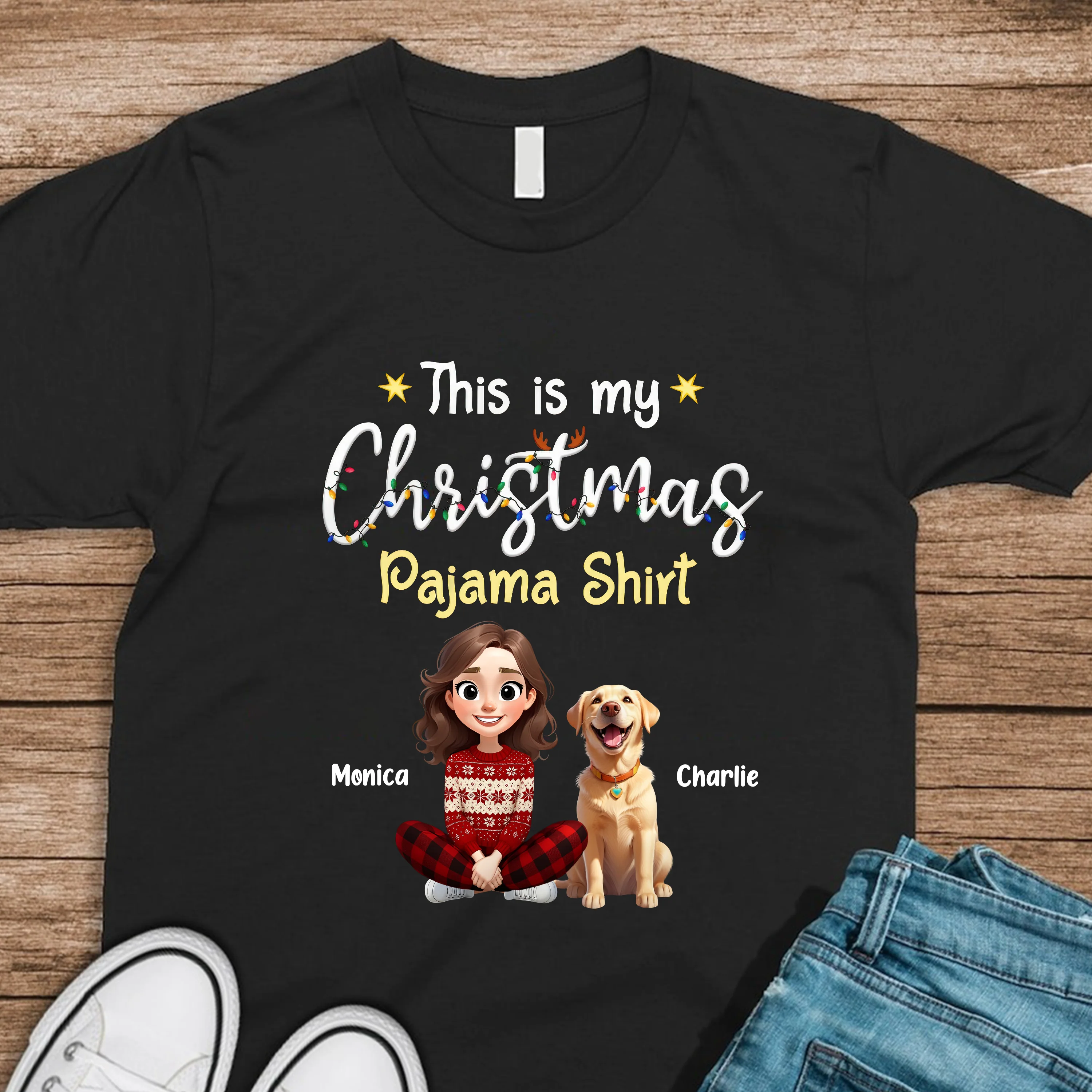 This is My Christmas Pajamas Shirt Personalized Dog Dark Shirt HA75 898184 - Image 6