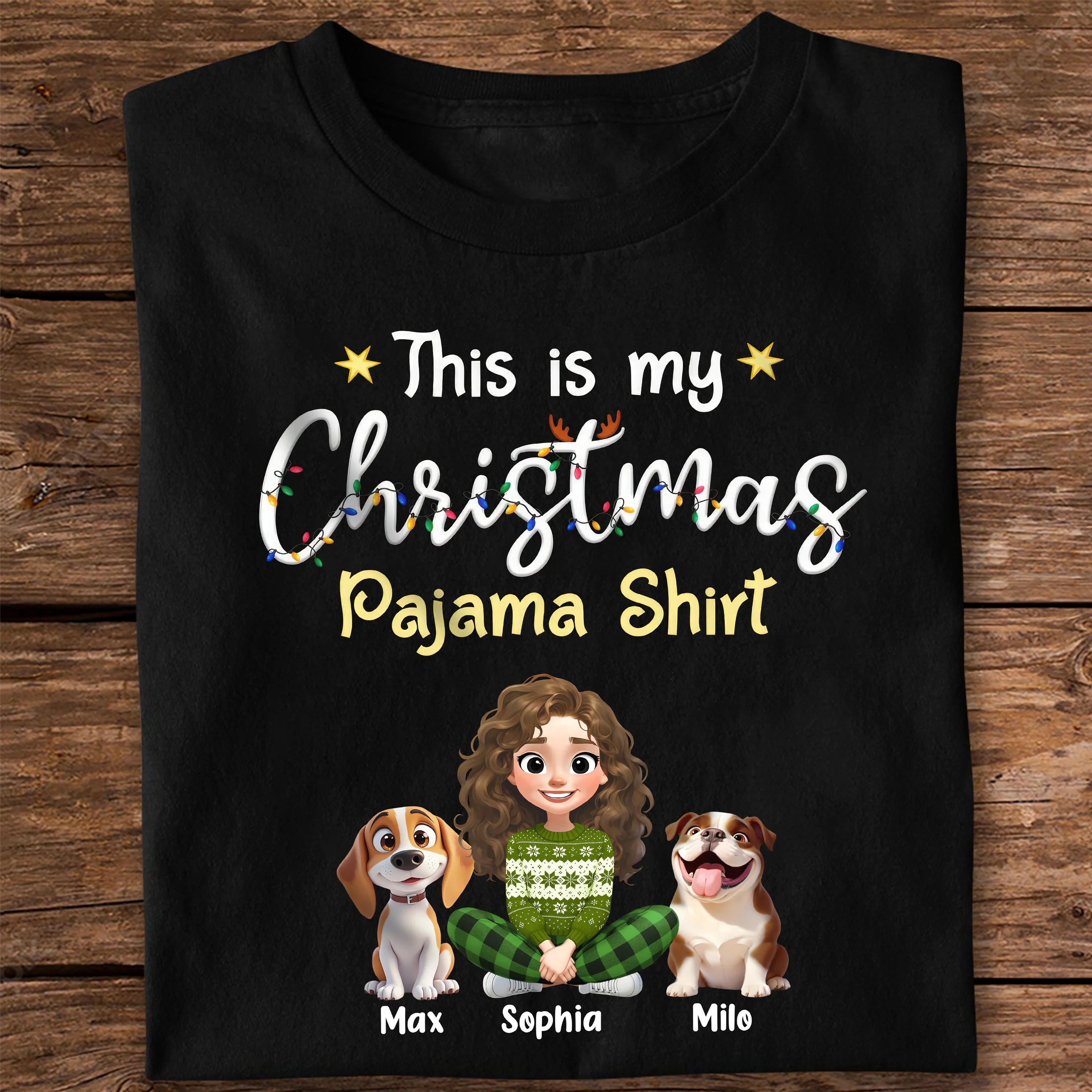 This is My Christmas Pajamas Shirt Personalized Dog Dark Shirt HA75 898184 - Image 7