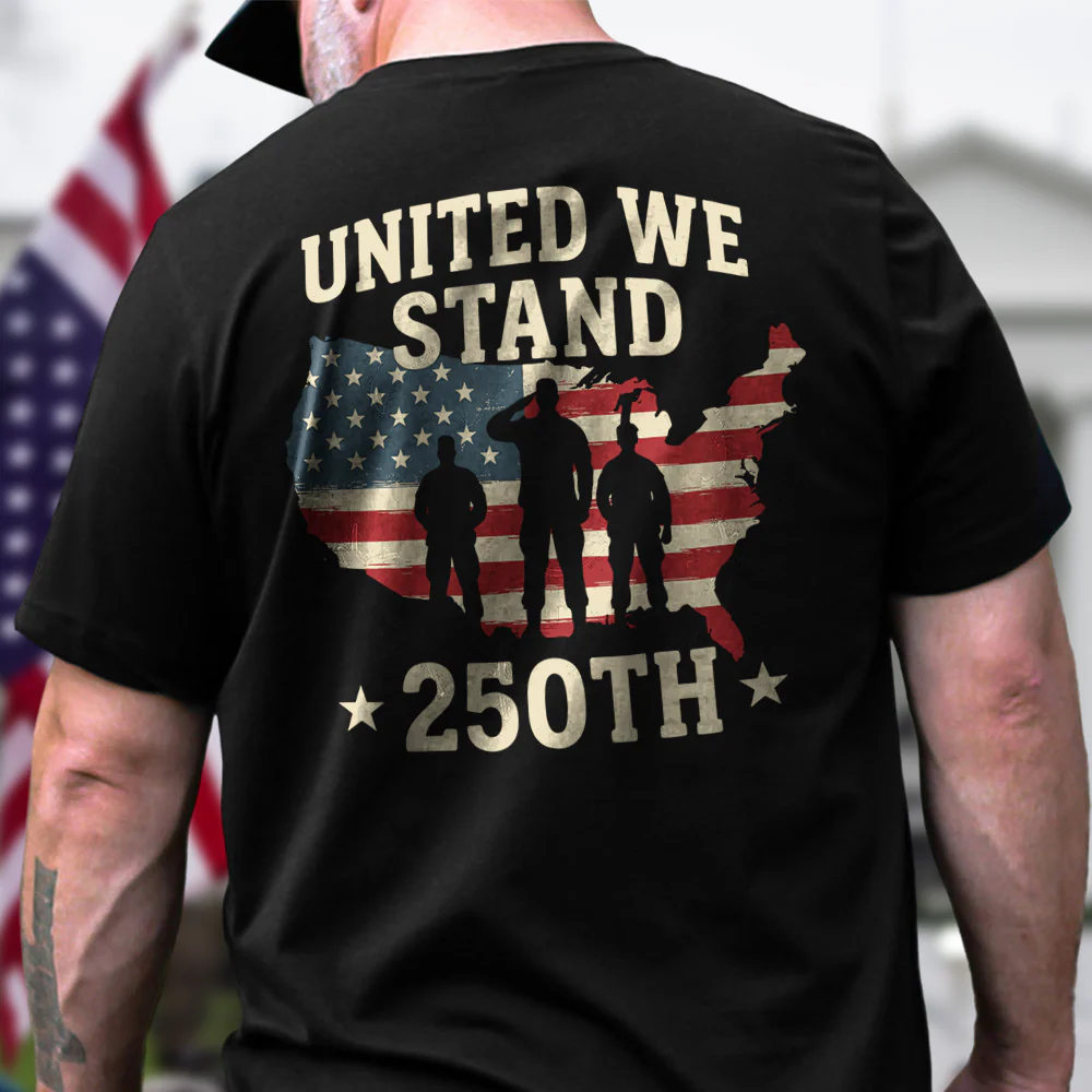 United We Stand 250th Anniversary USA Veteran Back Side Dark Shirt HA75 897304 - Image 2