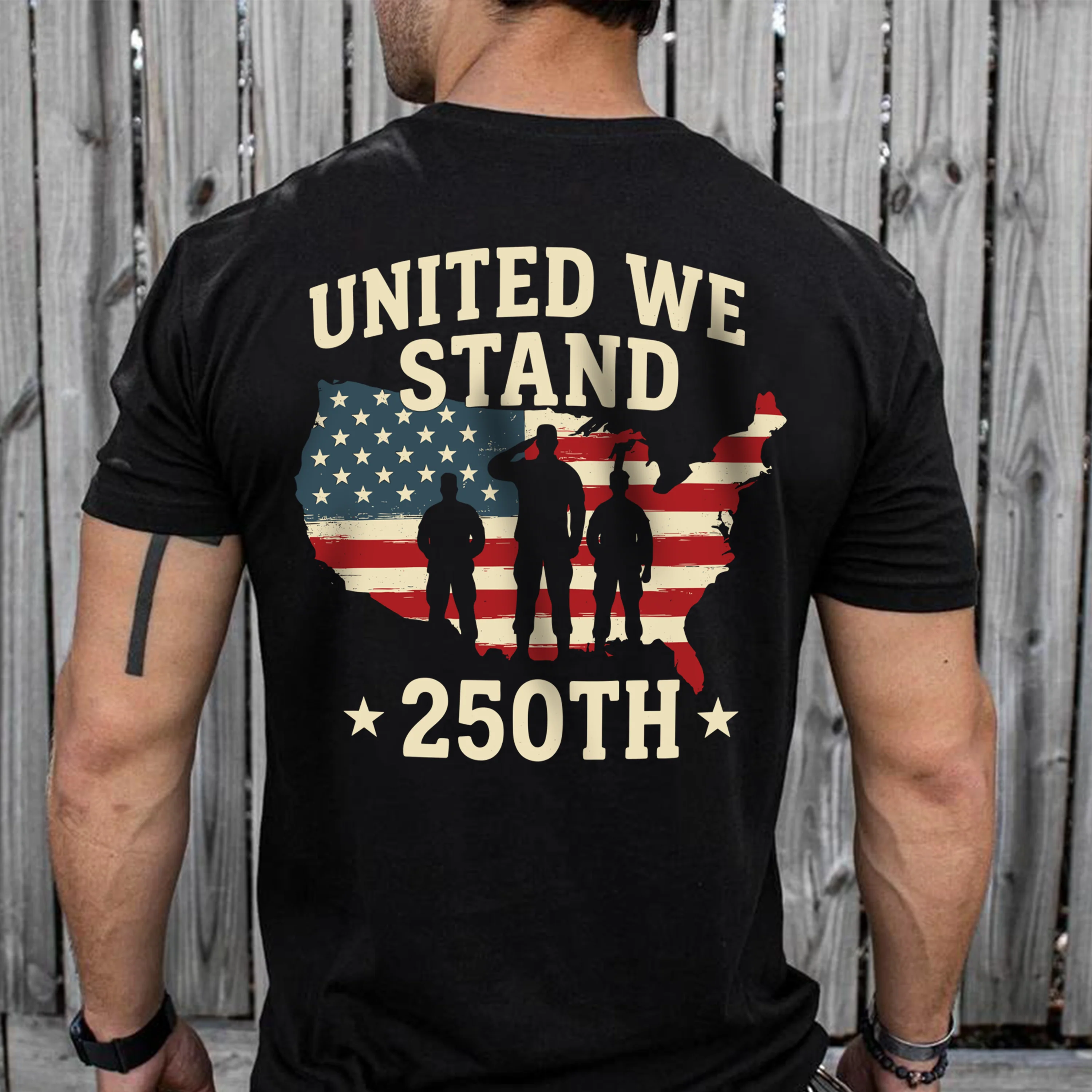 United We Stand 250th Anniversary USA Veteran Back Side Dark Shirt HA75 897304 - Image 3