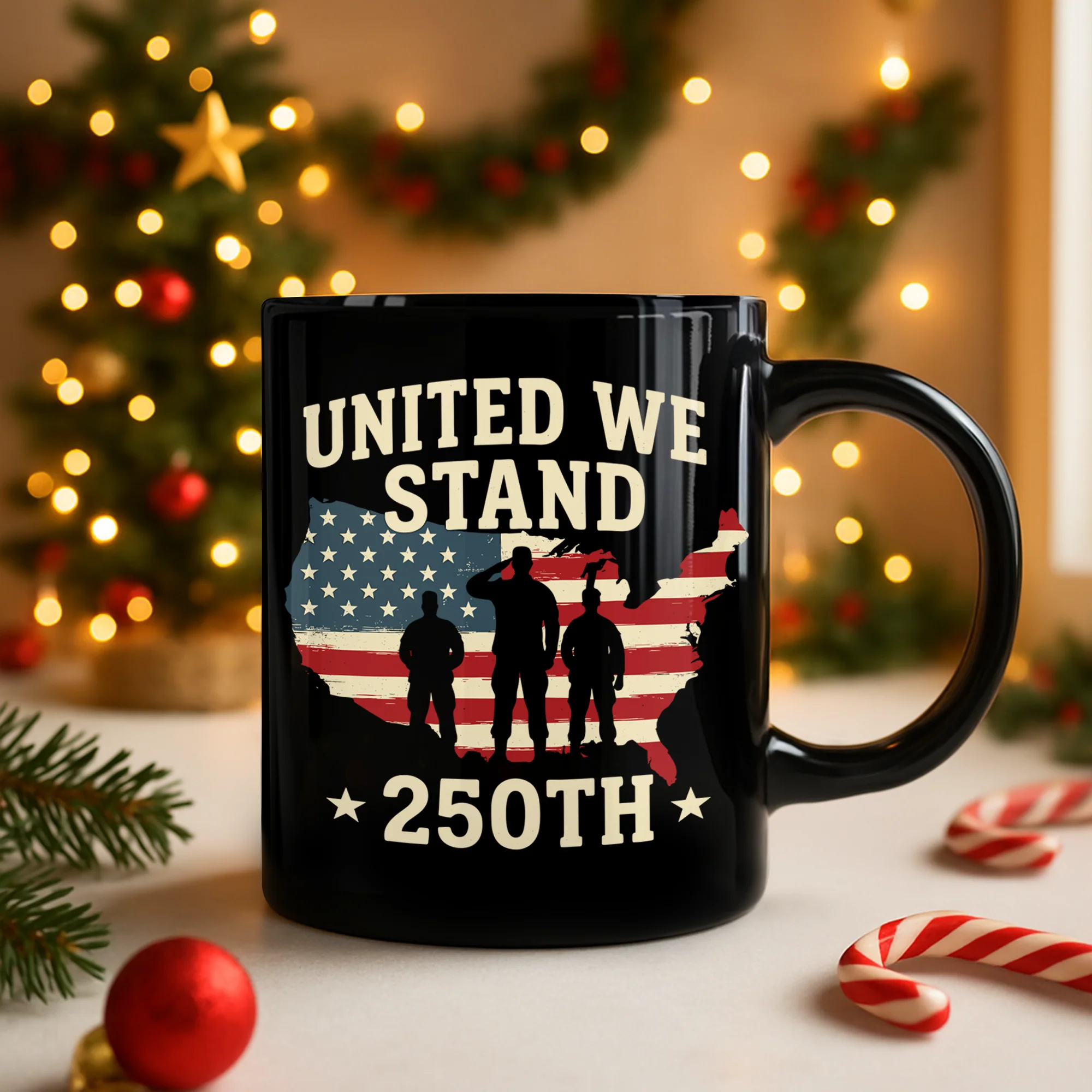 United We Stand 250th Anniversary USA Veteran Black Mug HA75 897306 - Image 3