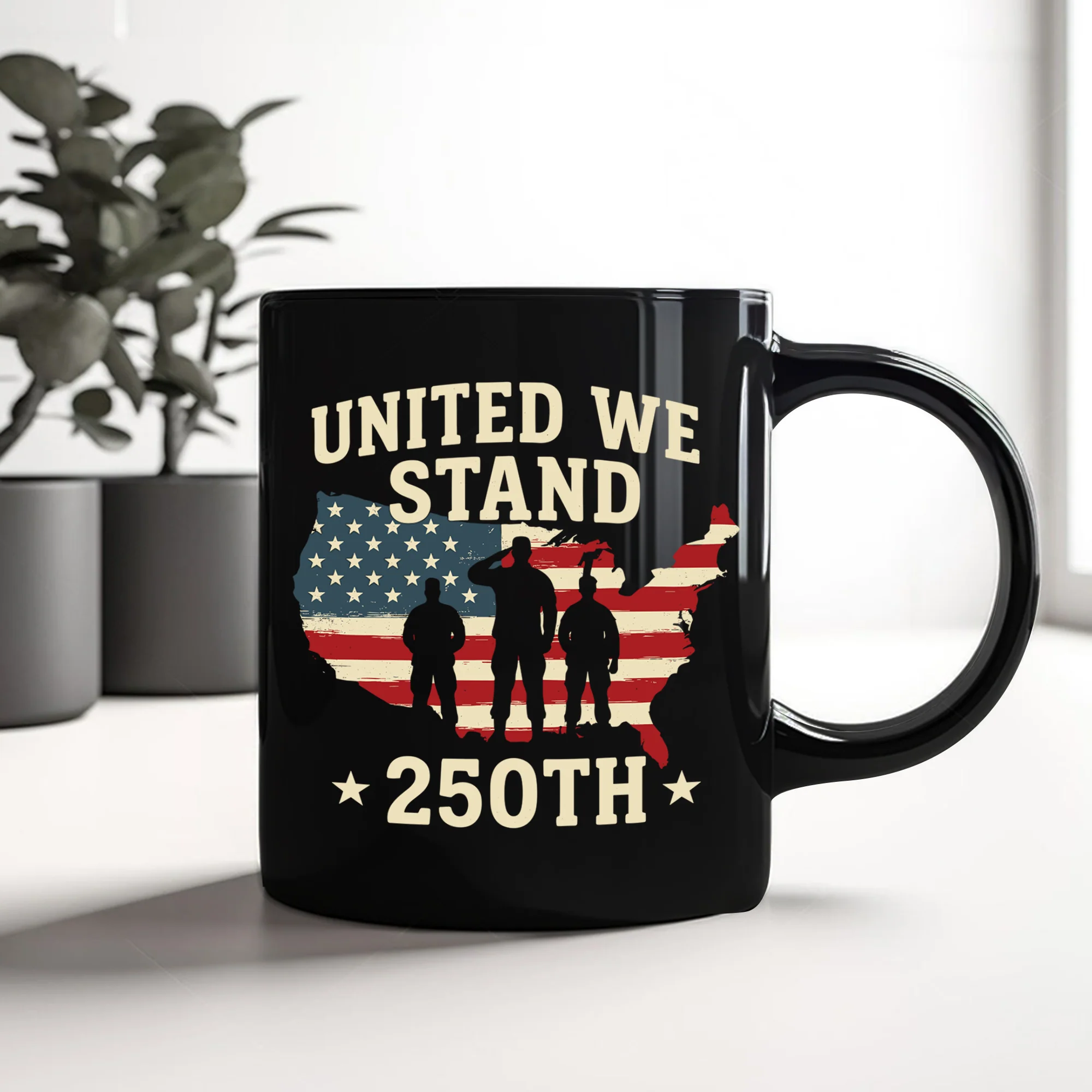 United We Stand 250th Anniversary USA Veteran Black Mug HA75 897306 - Image 6