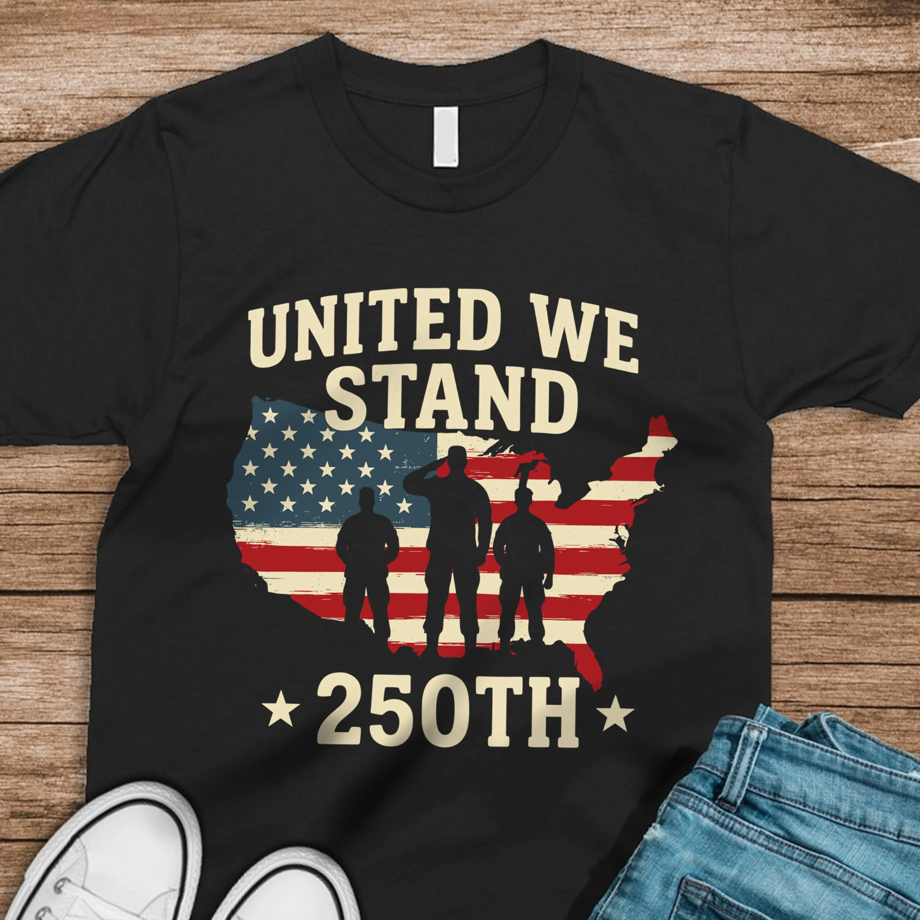 United We Stand 250th Anniversary USA Veteran Dark Shirt HA75 897302 - Image 6