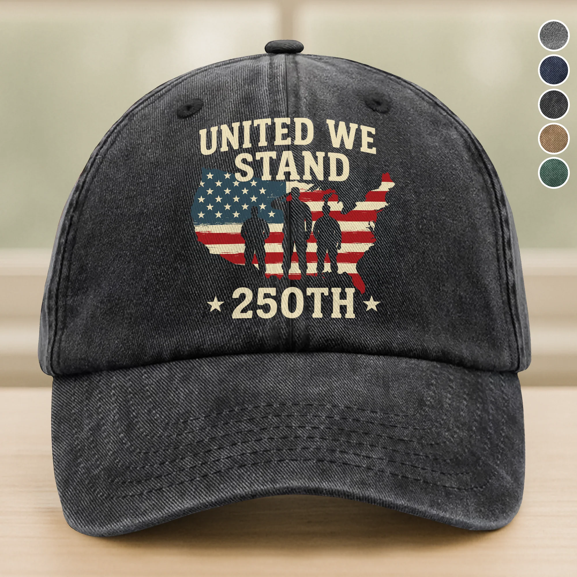 United We Stand 250th Anniversary USA Veteran Washed Denim Baseball Cap HA75 897314 - Image 4
