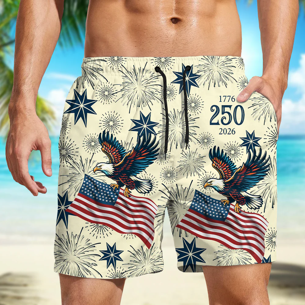 USA 250 Anniversary Eagle 1776-2026 Beach Short HA75 920182 - Image 3