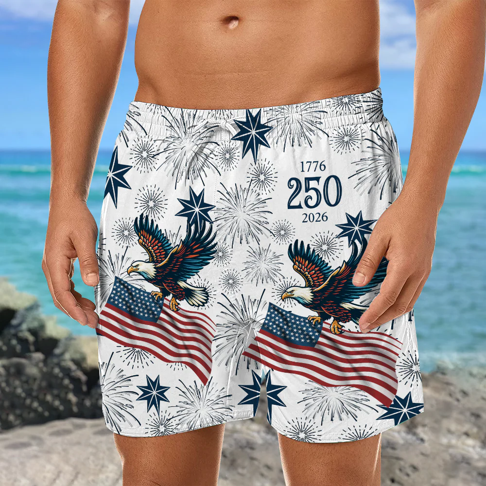 USA 250 Anniversary Eagle 1776-2026 Beach Short HA75 920182 - Image 4