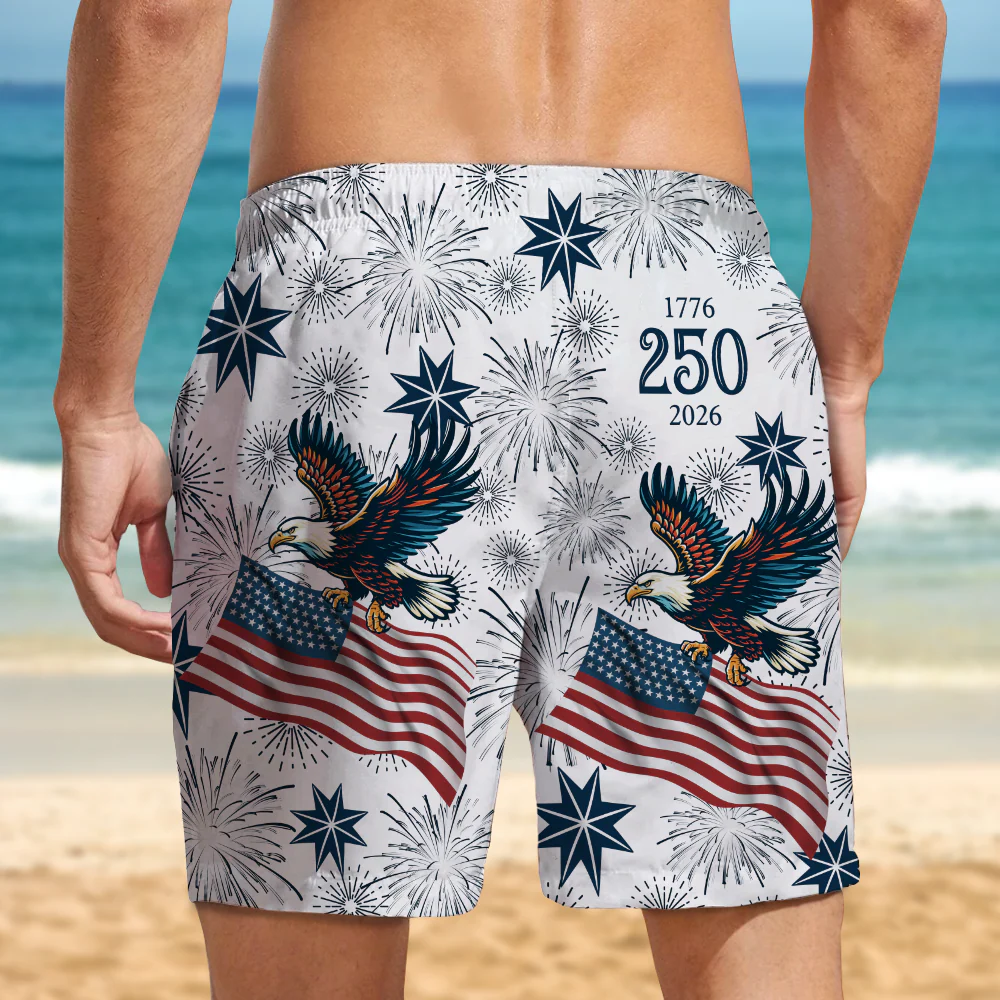USA 250 Anniversary Eagle 1776-2026 Beach Short HA75 920182 - Image 5