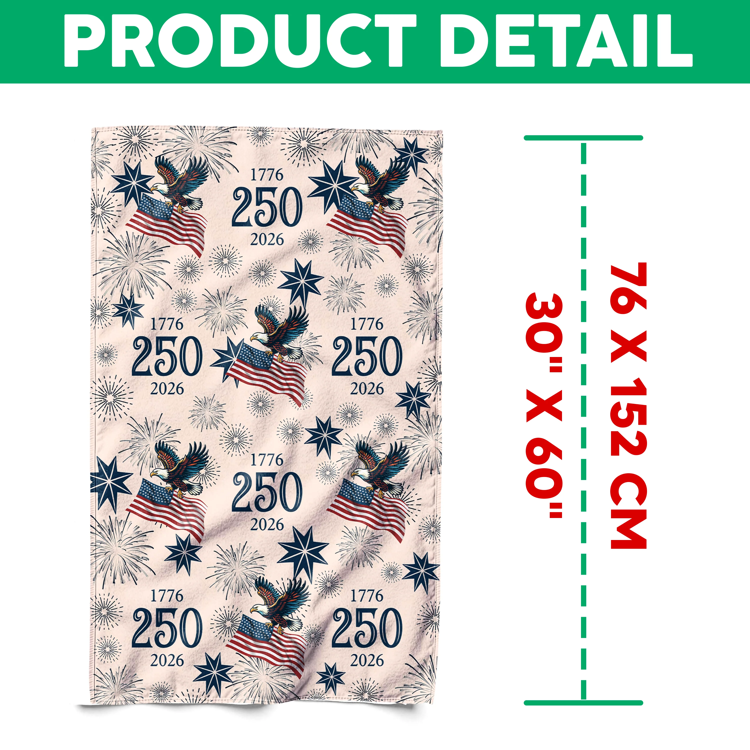 USA 250 Anniversary Eagle 1776-2026 Family Beach Towel HA75 920294 - Image 7