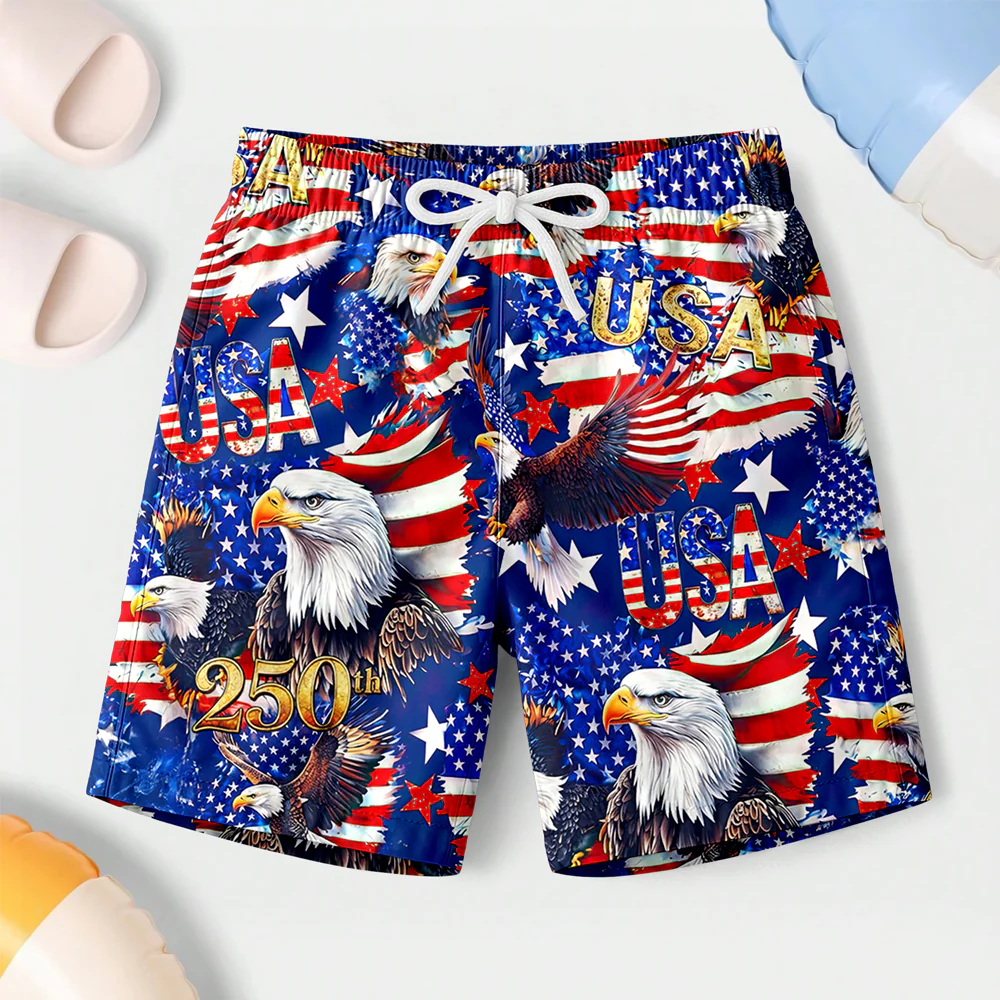 USA 250 Anniversary Eagle 1776-2026 Patriotic Beach Short HA75 920648 - Image 3