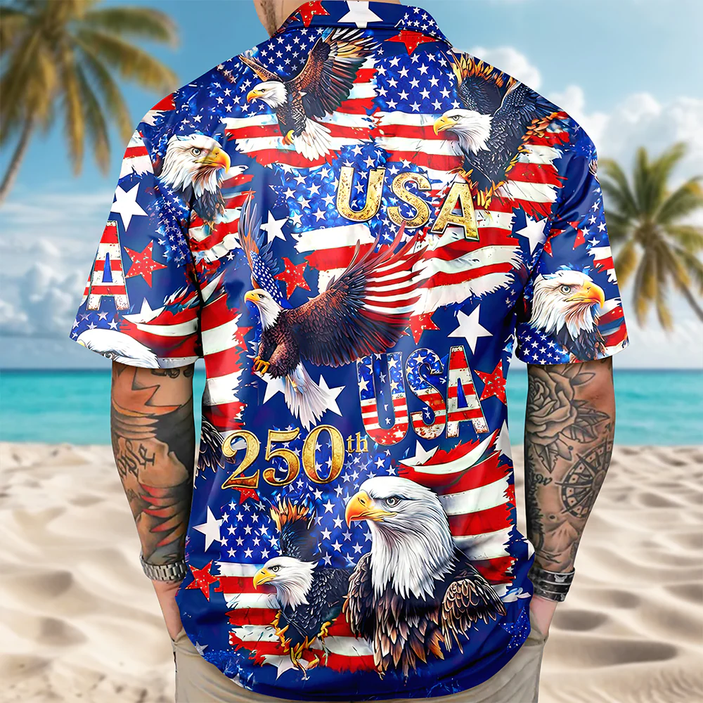 USA 250 Anniversary Eagle 1776-2026 Patriotic Hawaii Shirt HA75 920188 - Image 2