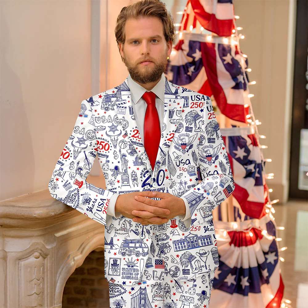 USA 250th Anniversary Patriotic Men's Suit HA75 920740 - Image 5