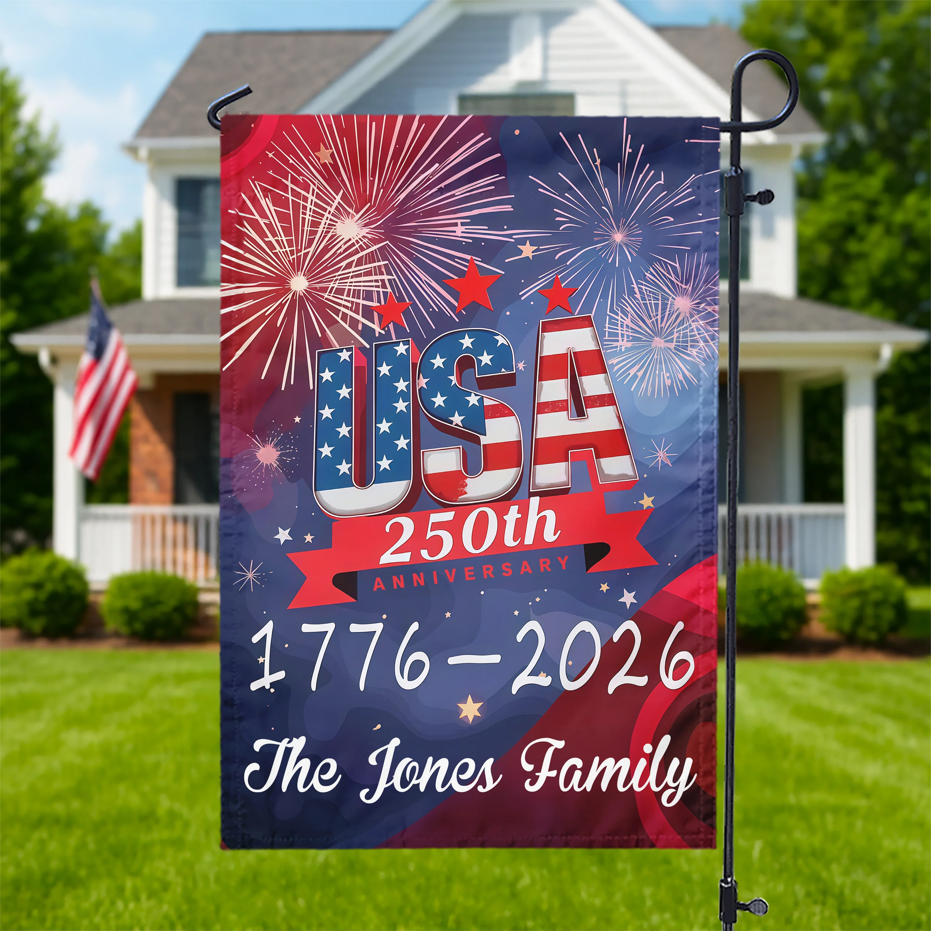 USA 250th Years Anniversary 1776 America 2026 USA July 4th Personalized Garden Flag HA75 897902 - Image 2