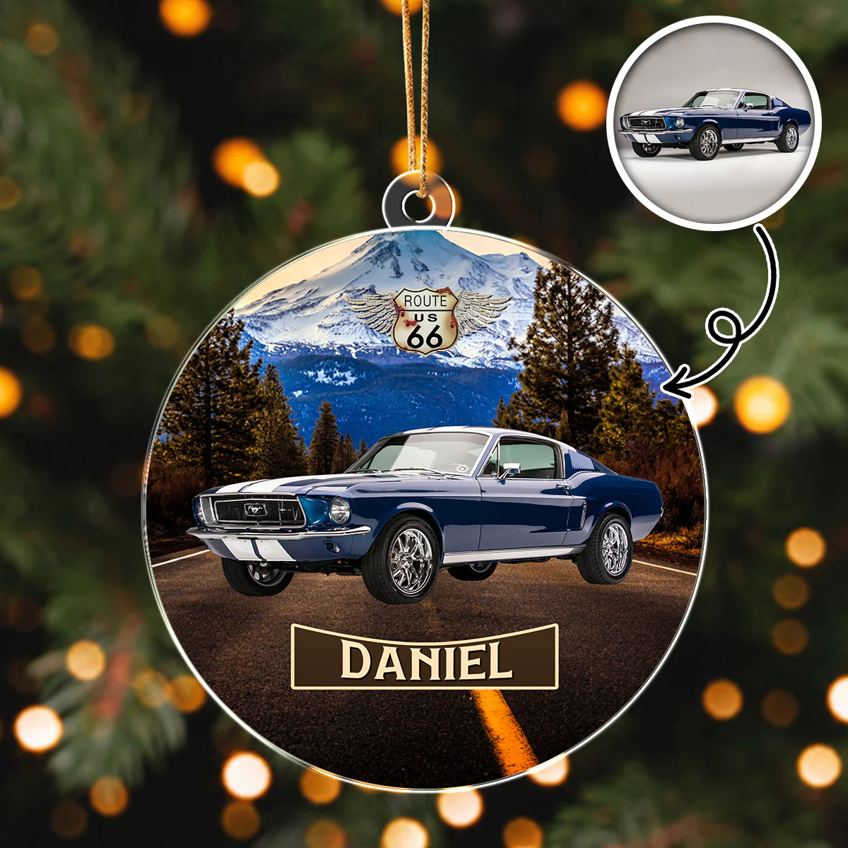 Vintage Route 66 - Personalized Car Photo Acrylic Ornament HA75 897254 - Image 2