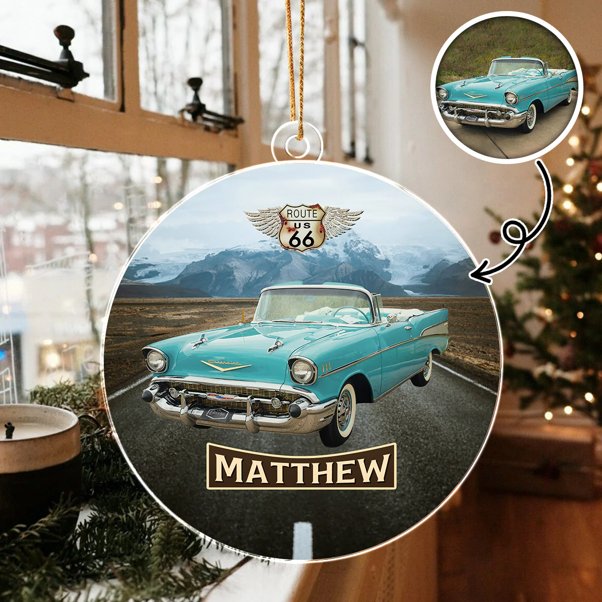 Vintage Route 66 - Personalized Car Photo Acrylic Ornament HA75 897254 - Image 3