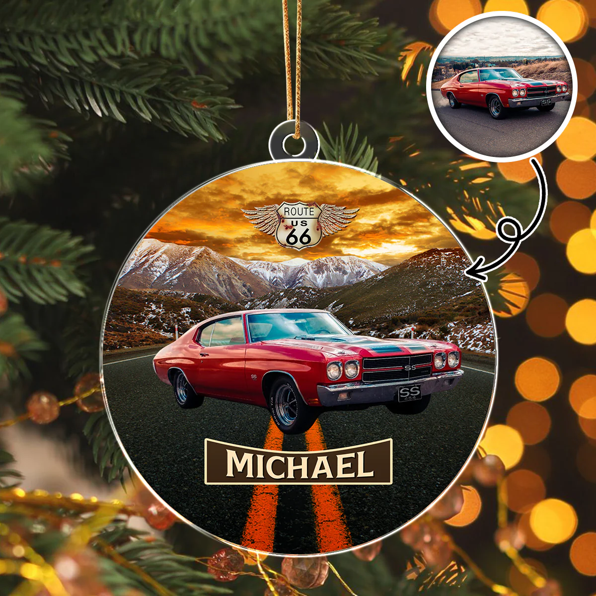 Vintage Route 66 - Personalized Car Photo Acrylic Ornament HA75 897254 - Image 4