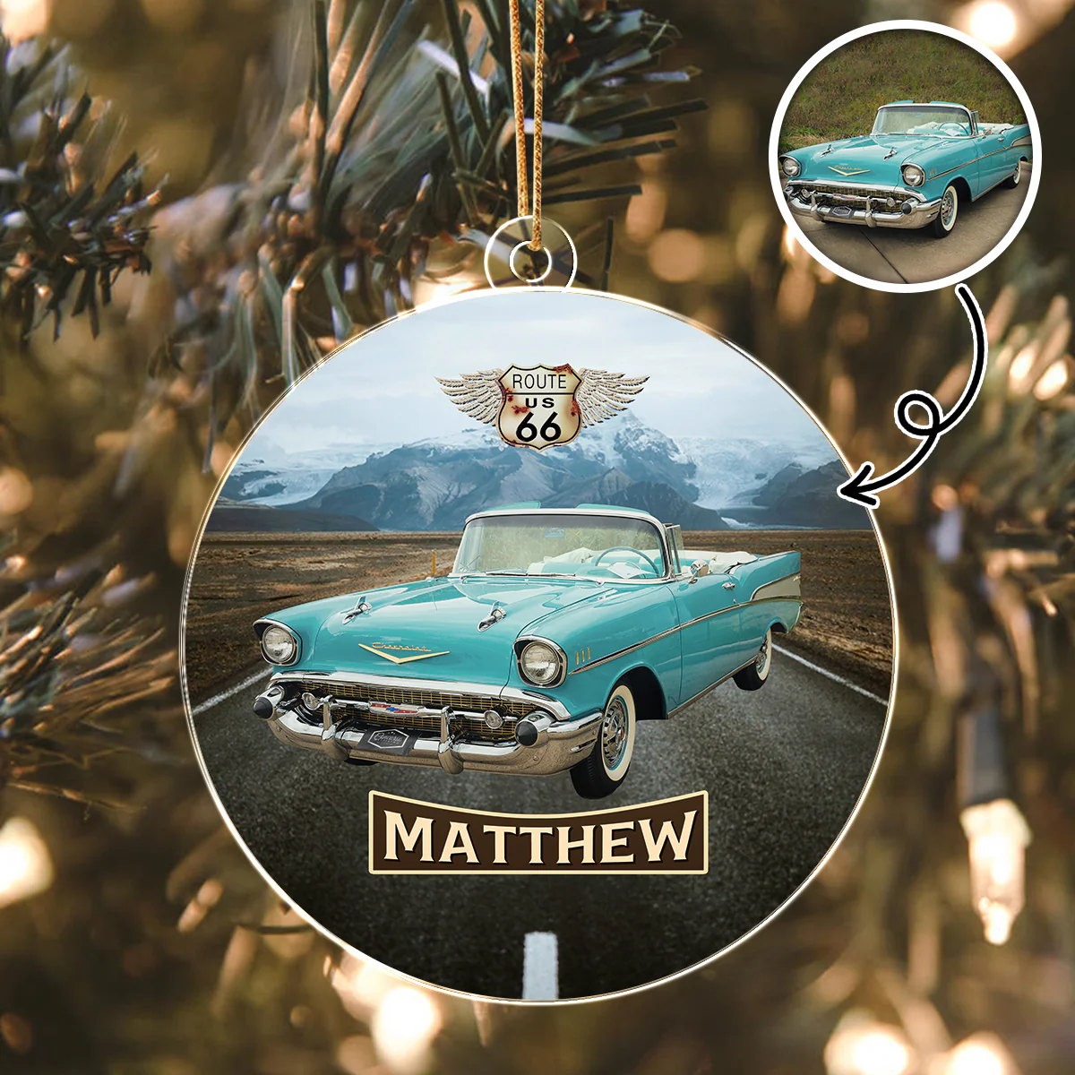 Vintage Route 66 - Personalized Car Photo Acrylic Ornament HA75 897254 - Image 6