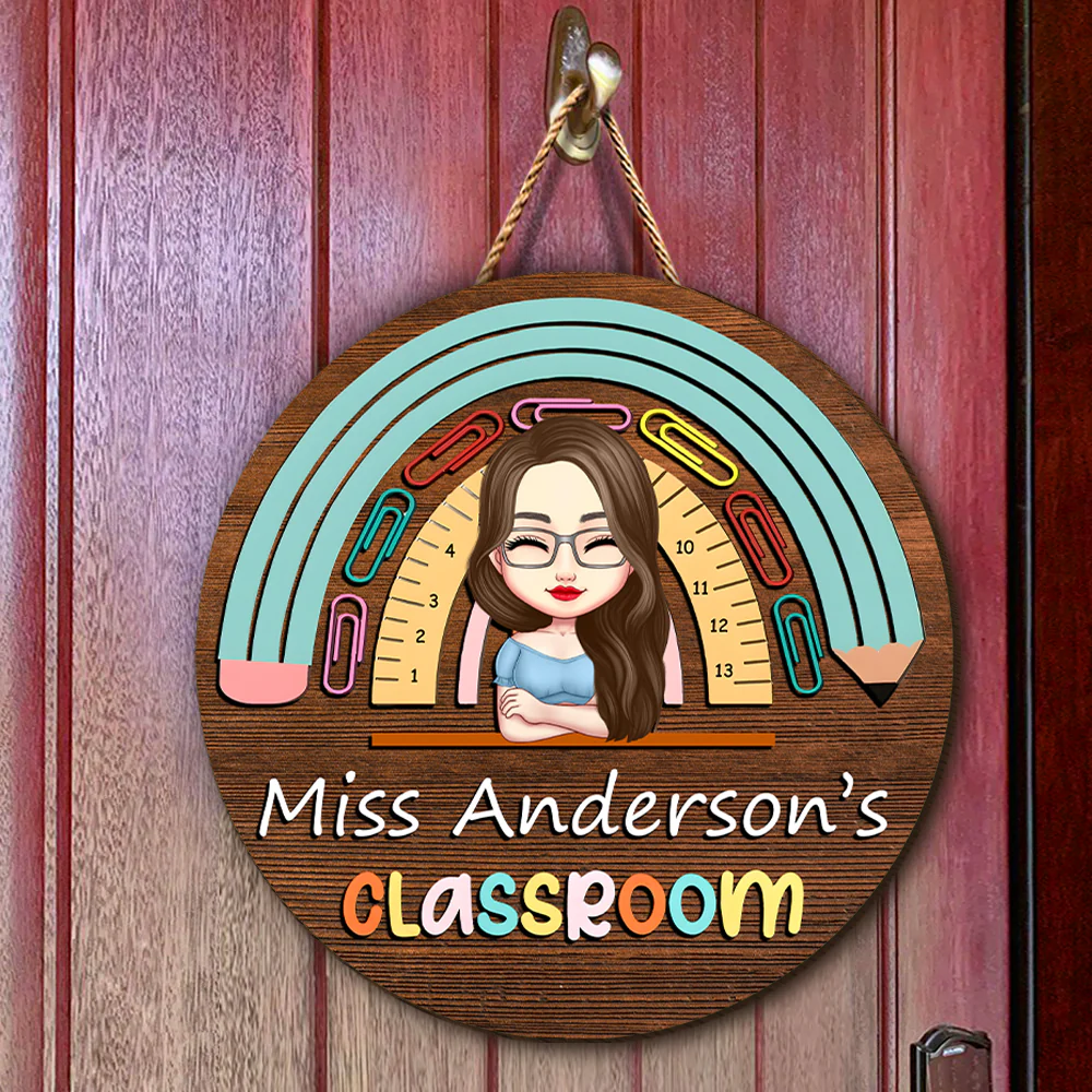 Welcome To My Classroom - Teacher Personalized Wood DoorSign Gift For Teacher HA75 892626 - Image 4