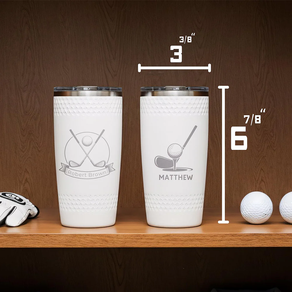 Personalized 20oz Insulated Dimpled Golf Tumbler, Custom Laser Engraved Golf Cup, White Golf Tumbler, Gift for Golf Lovers LM32 897597 - Image 10