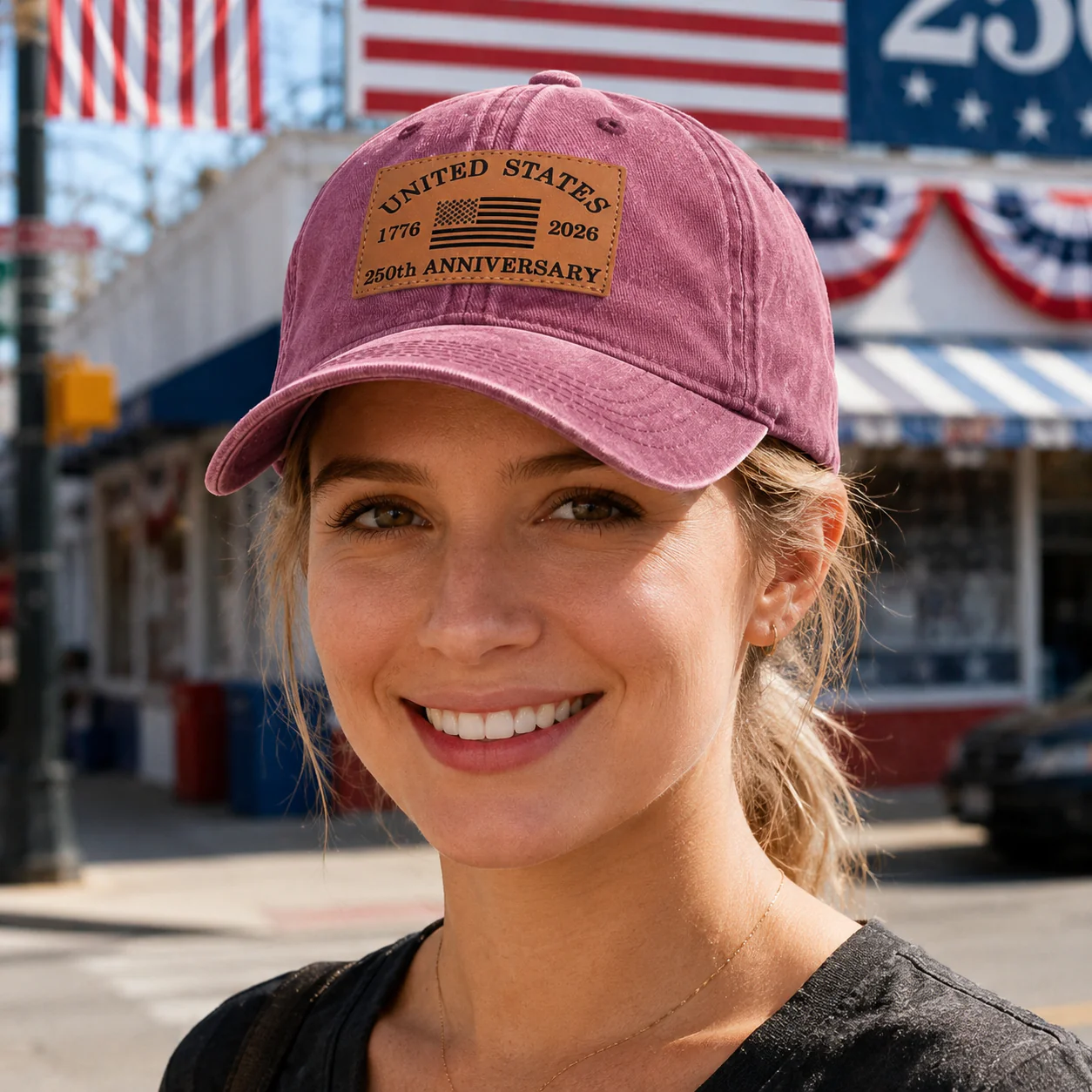 250 Anniversary USA 1776 - 2026 Leather Patch Baseball Cap for Men Women LM32 669355 - Image 2