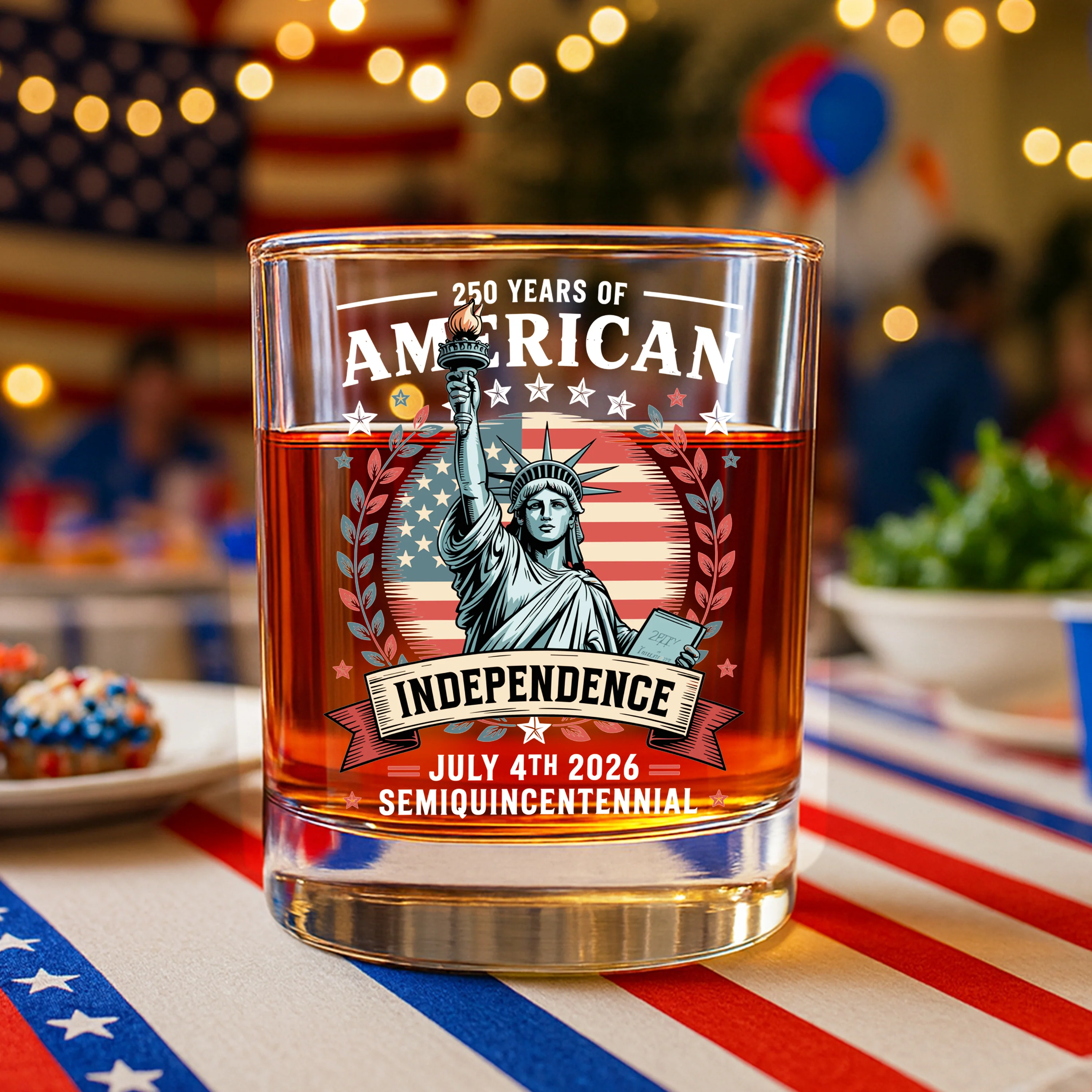 250 Year Of American Independence Patriotic Whiskey Glass LM32 895297 - Image 2