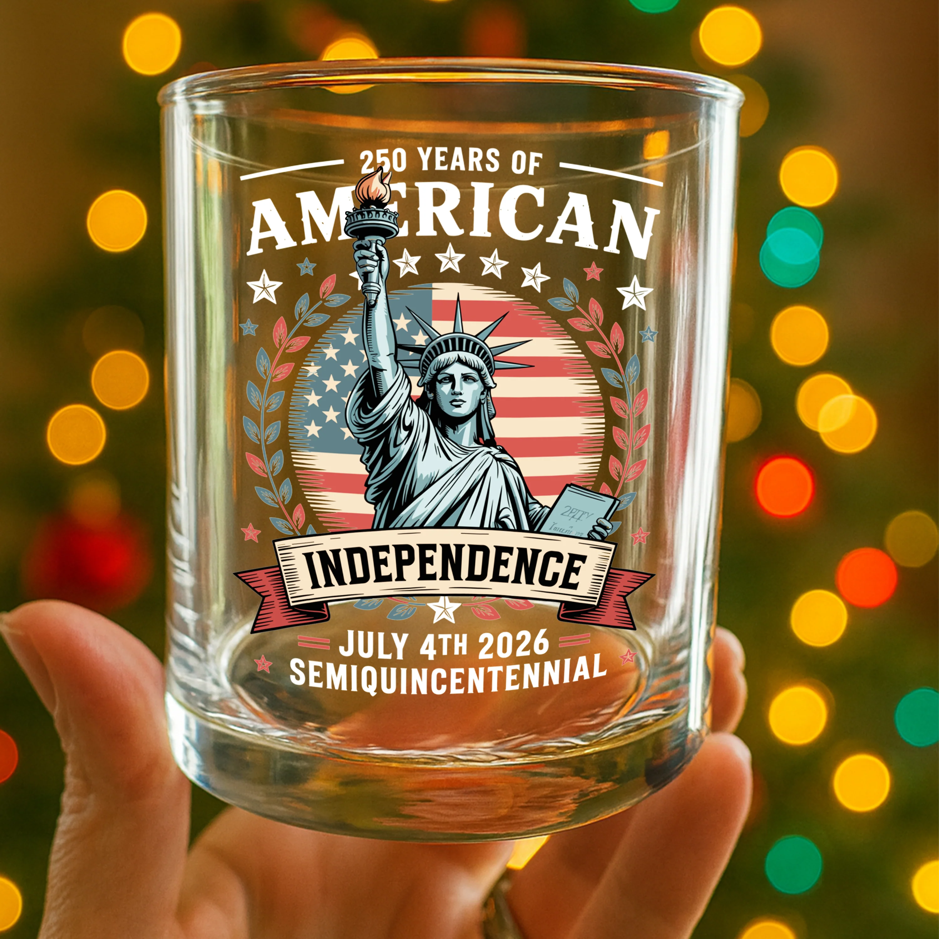 250 Year Of American Independence Patriotic Whiskey Glass LM32 895297 - Image 4