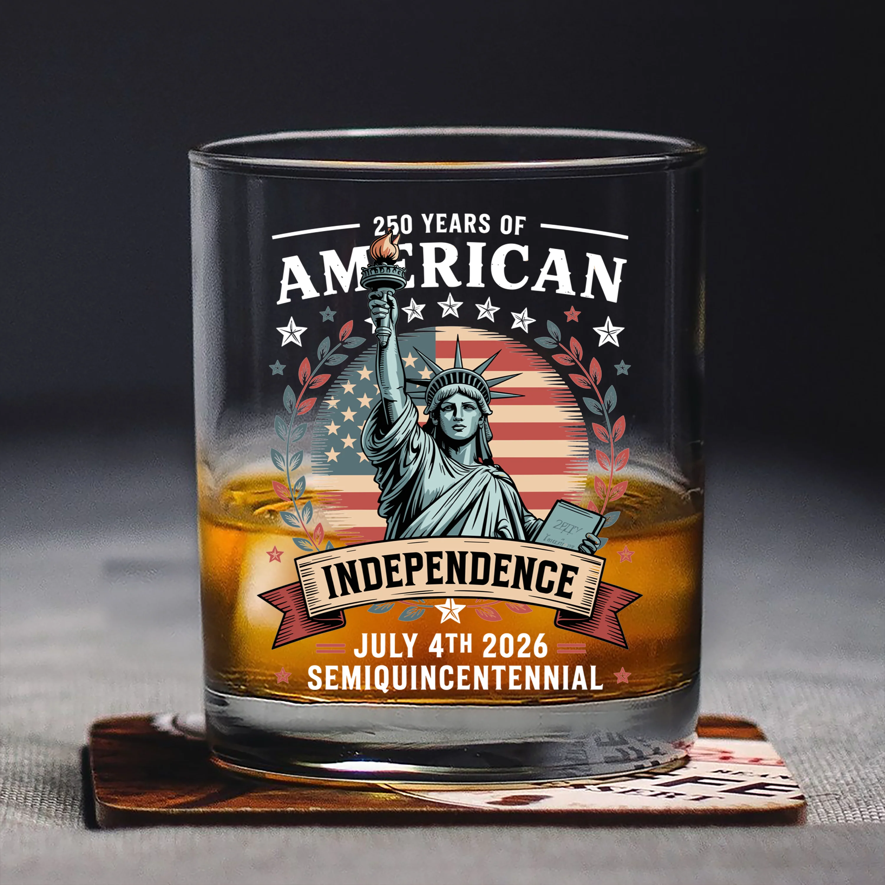250 Year Of American Independence Patriotic Whiskey Glass LM32 895297 - Image 5