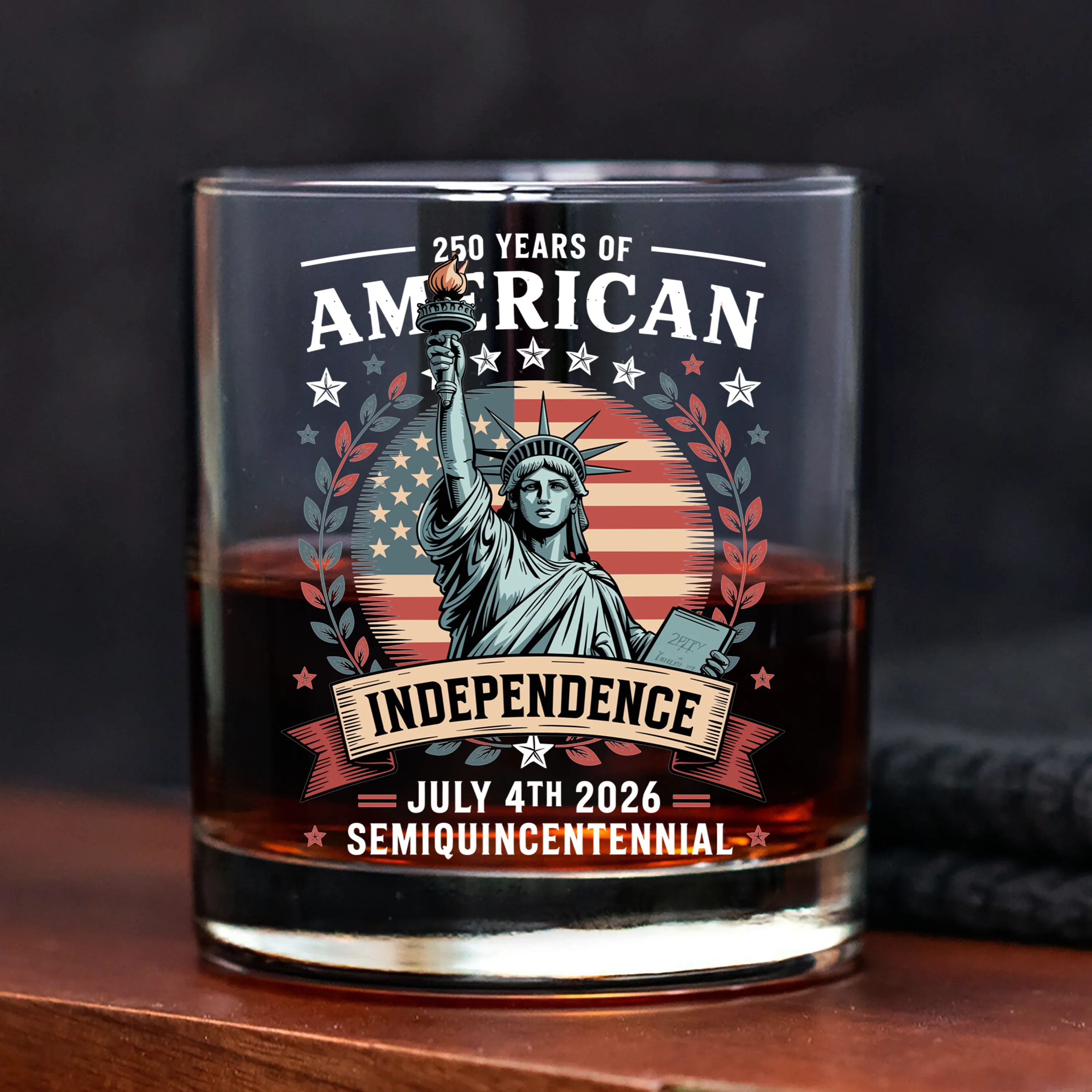 250 Year Of American Independence Patriotic Whiskey Glass LM32 895297 - Image 6