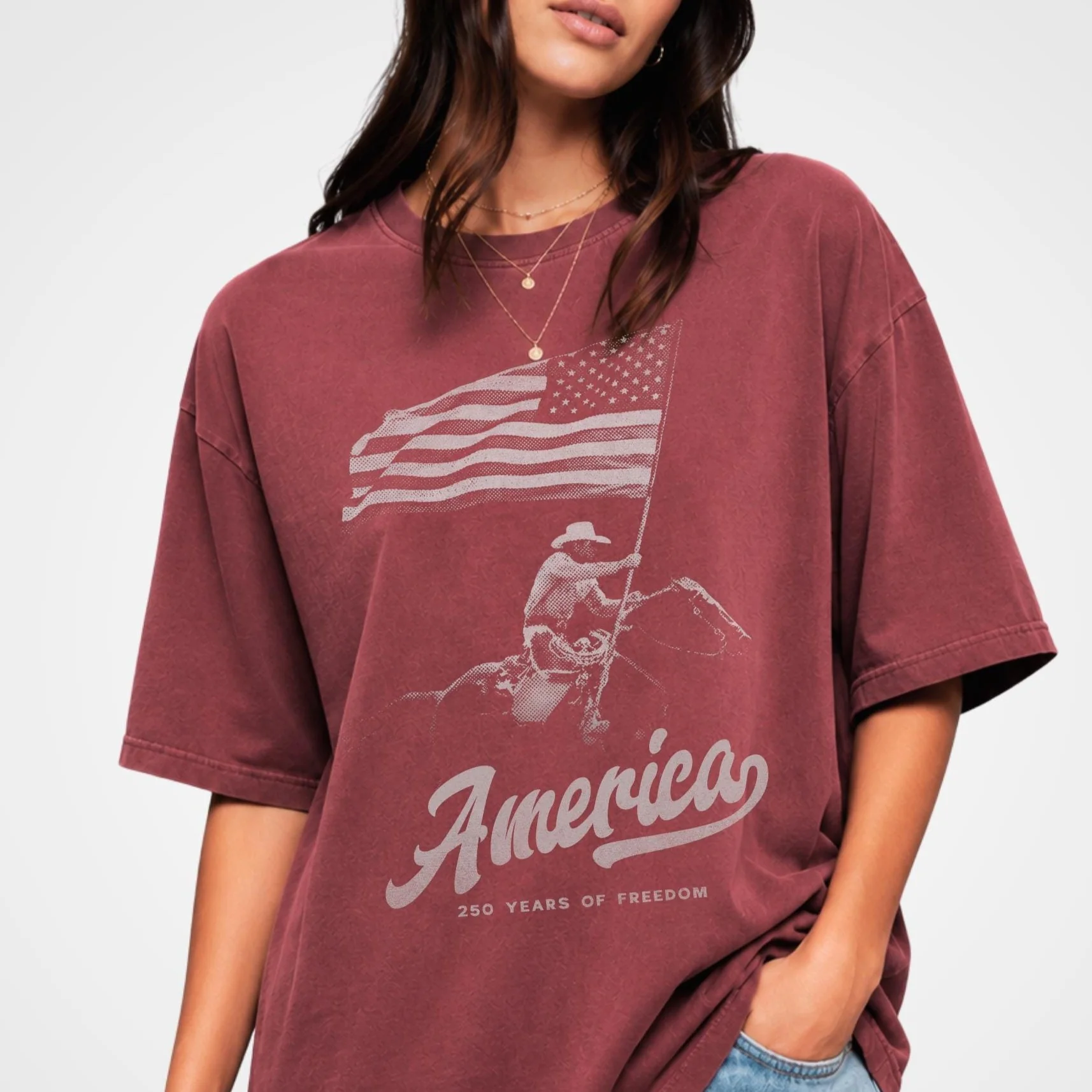 250 Years Of Freedom America Patriotic Cowboy Independence Comfort Shirt LM32 669213 - Image 5