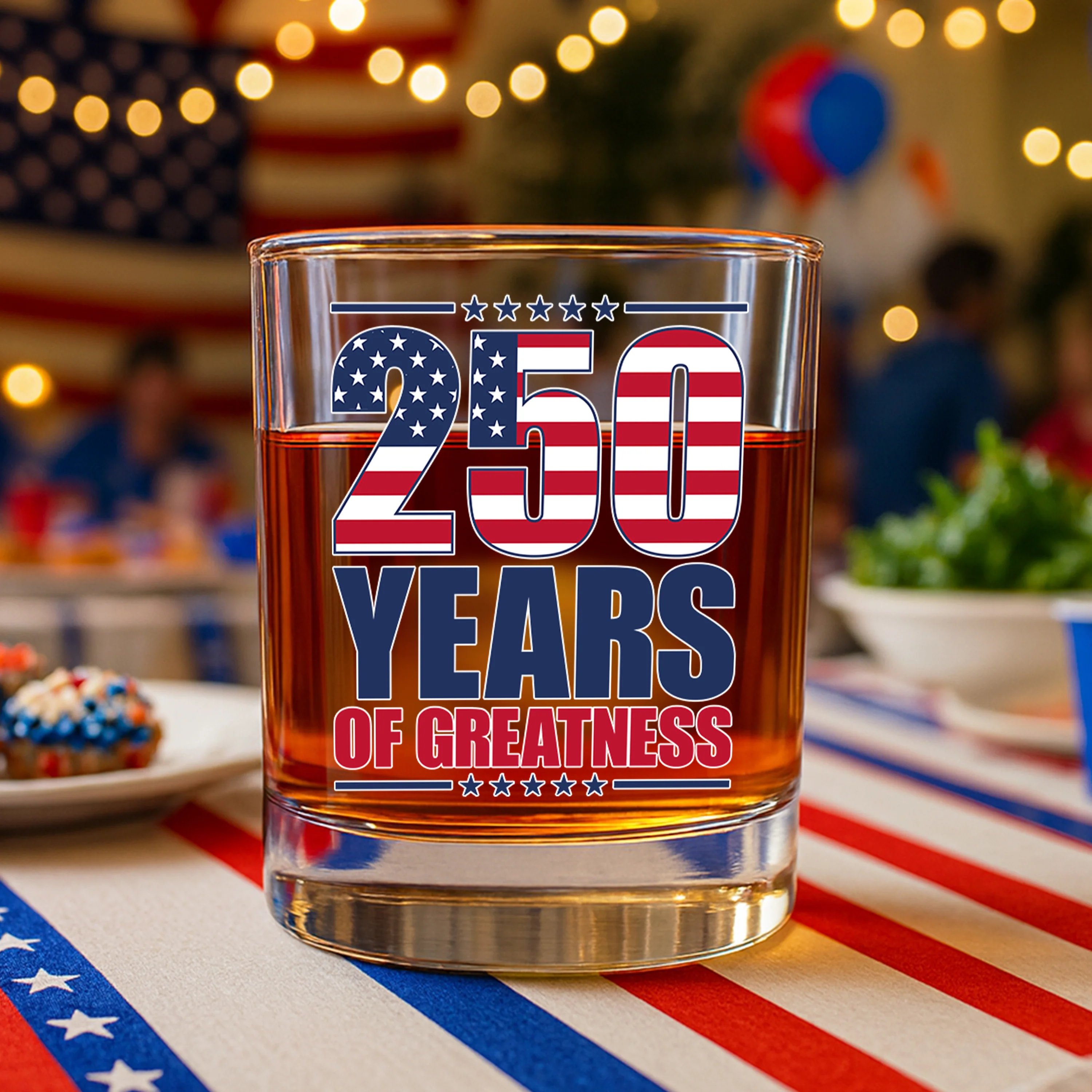 250 Years of Greatness USA Flag Patriotic 1776-2026 Anniversary Whiskey Glass LM32 895223 - Image 8