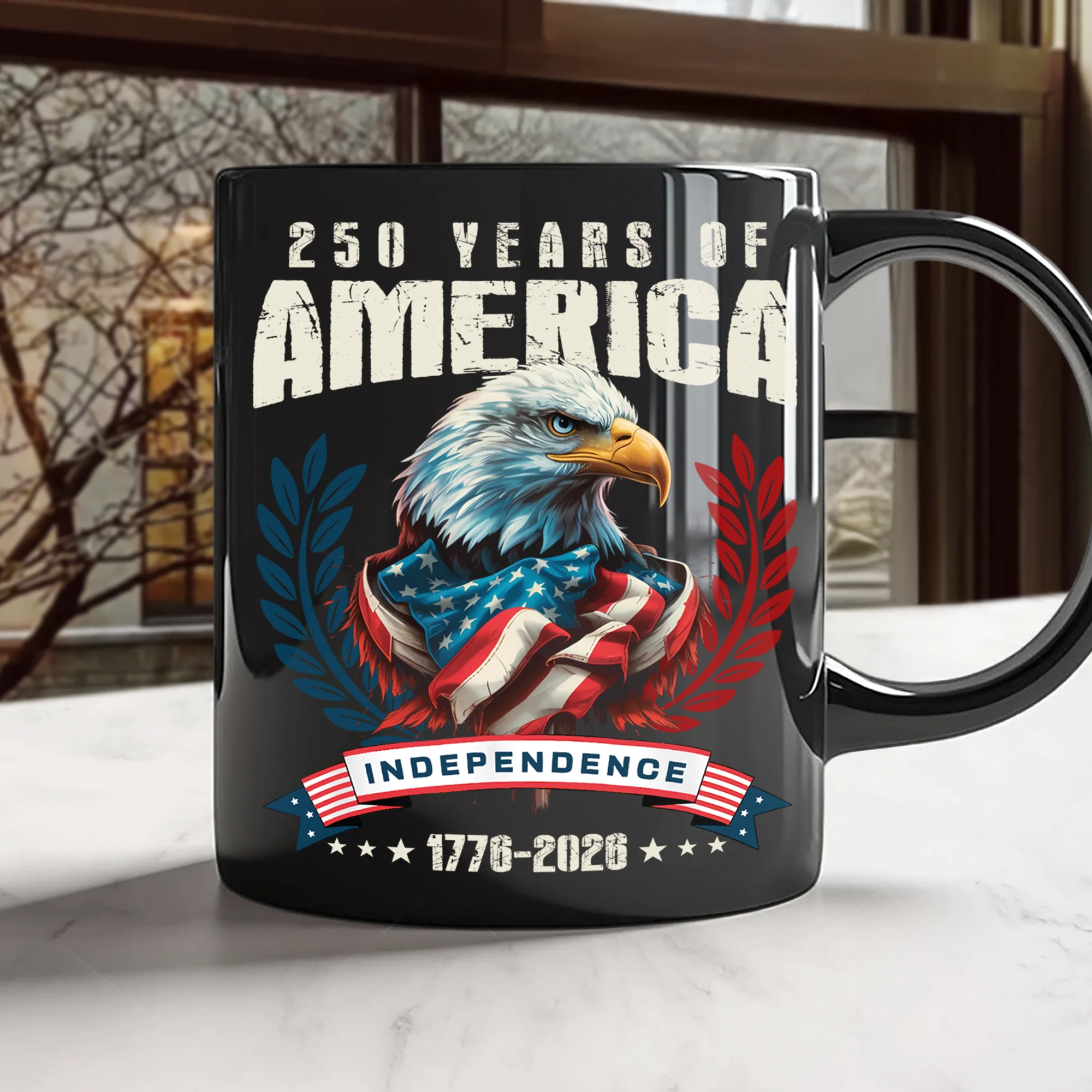 USA 250 Years Eagle Independence Day Patriotic Black Mug LM32 895257 - Image 6