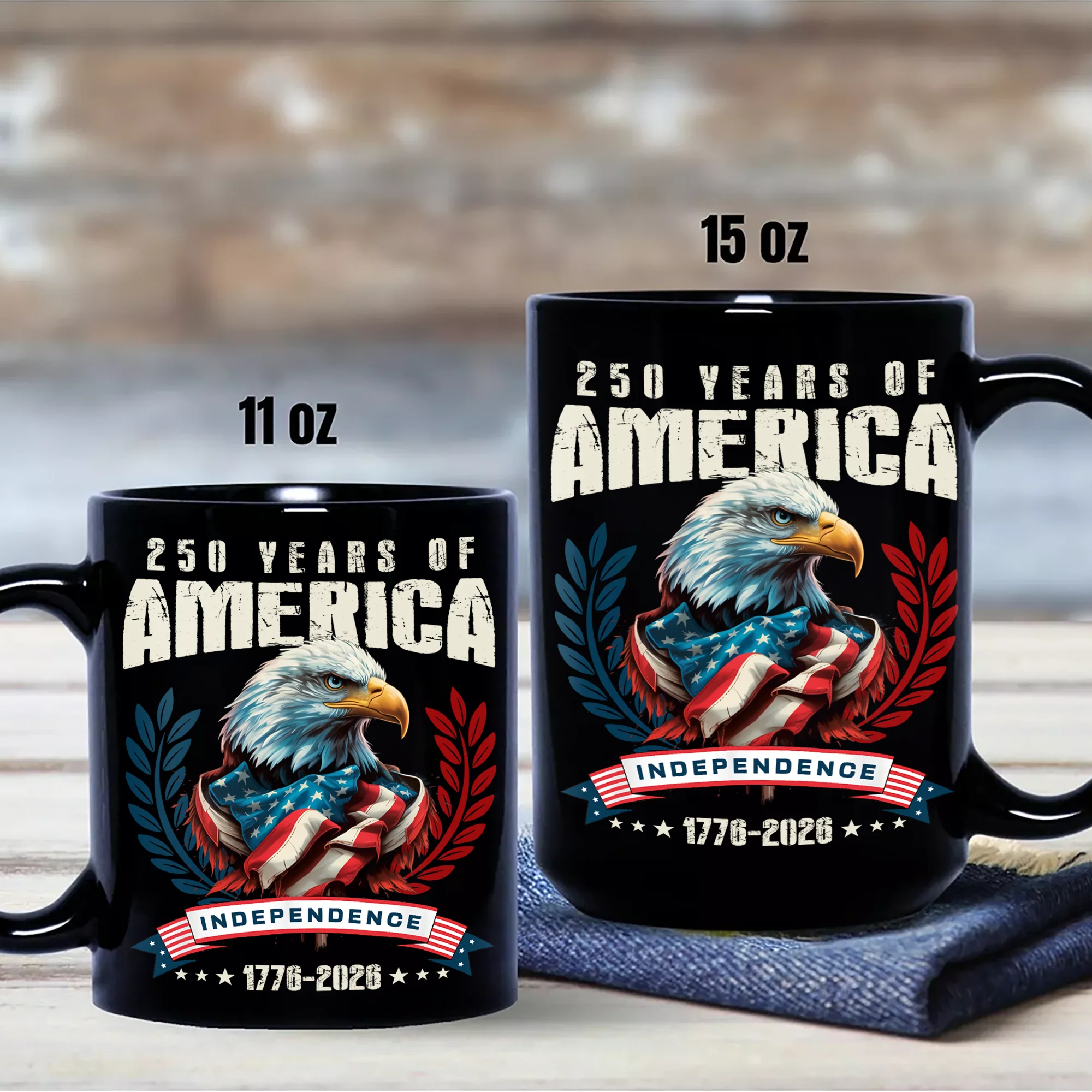 USA 250 Years Eagle Independence Day Patriotic Black Mug LM32 895257 - Image 7