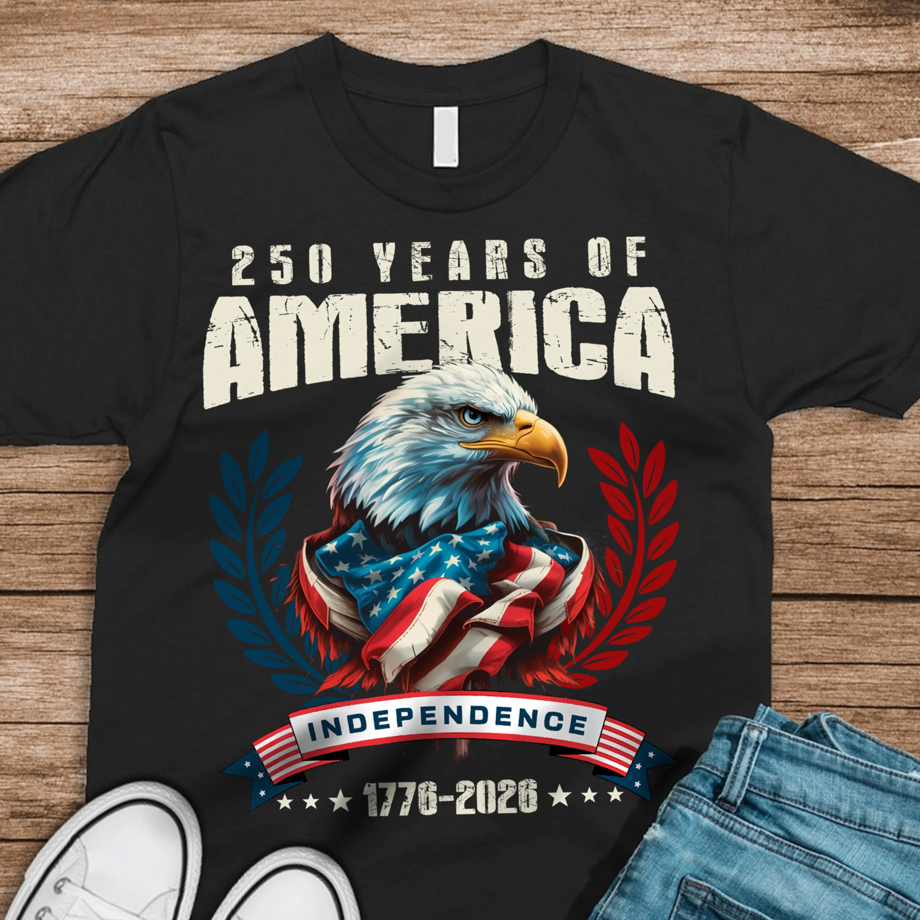 250 Years of America Eagle Independence Day Patriotic Dark Shirt LM32 895255 - Image 3