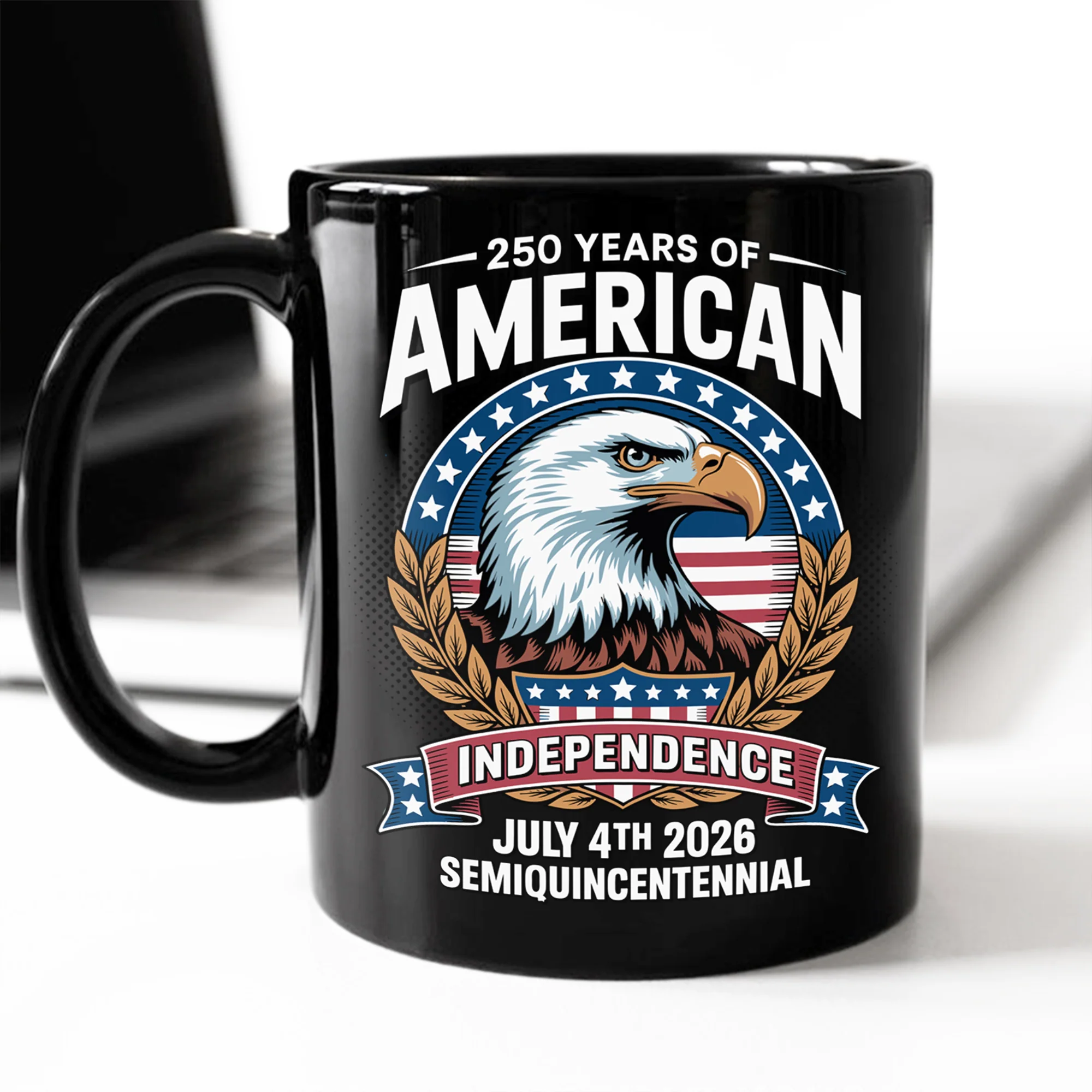 250 Years of America Independence Eagle - July 4th 2026 Black Mug LM32 895249 - Image 3