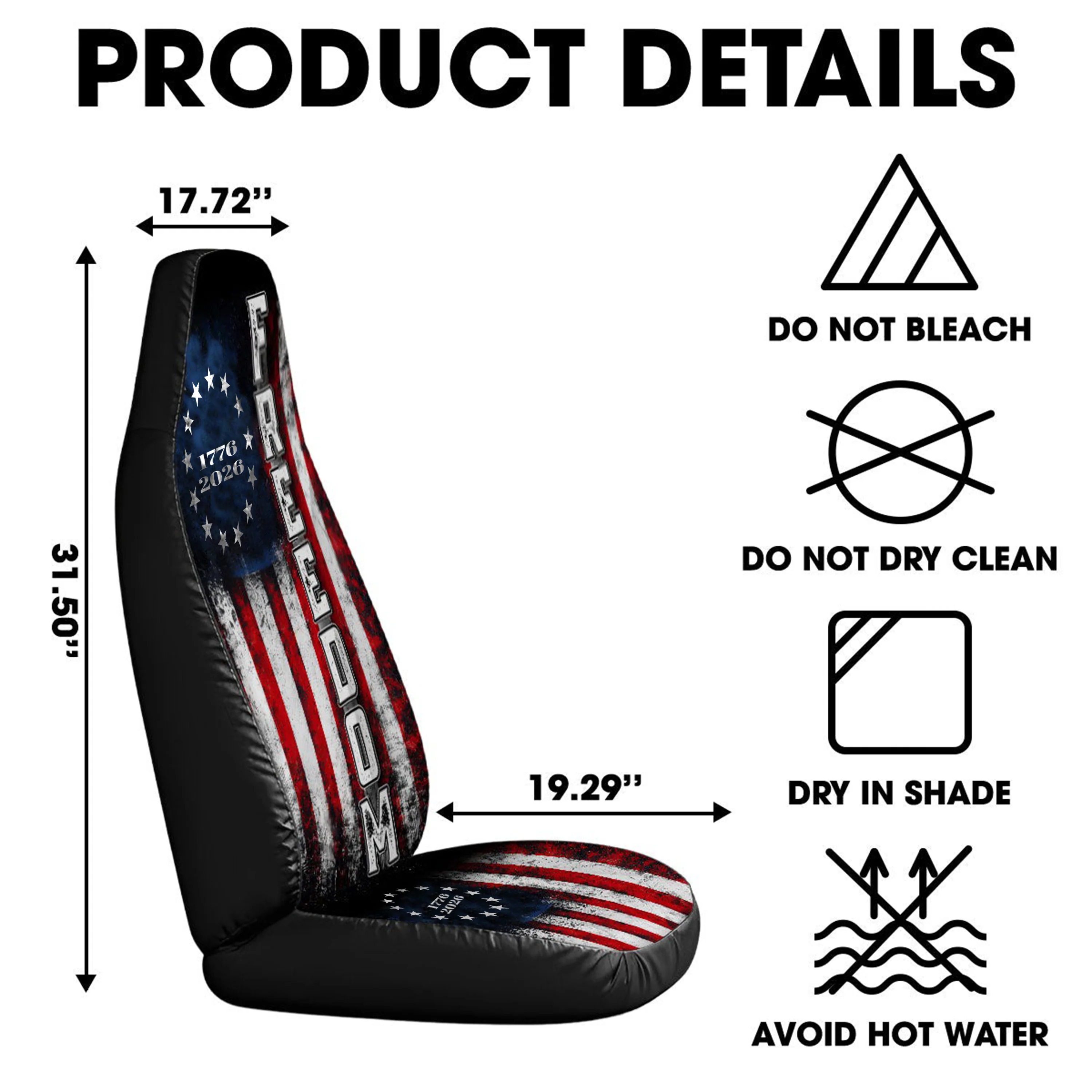 American Betsy Ross Flag Freedom Independence Car Seat Cover LM32 899503 - Image 5