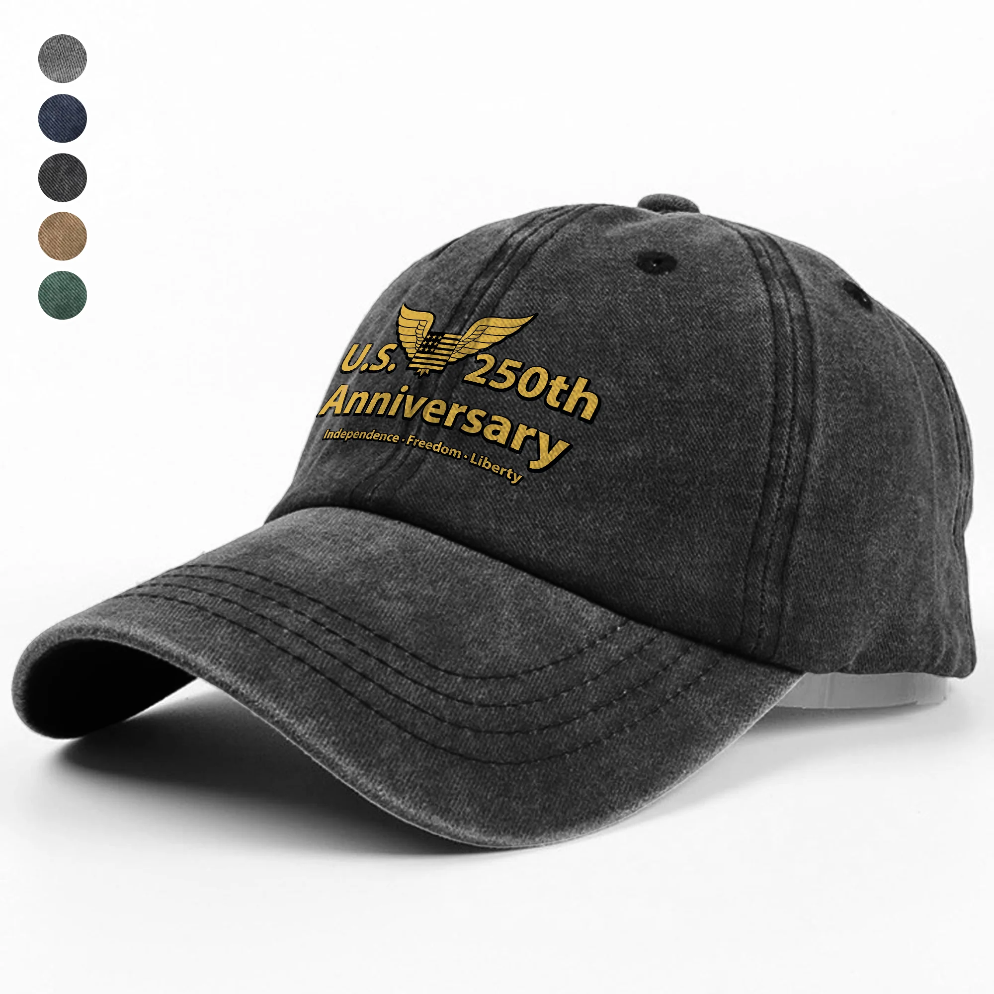 American Independence Freedom Liberty Patriotic Washed Denim Baseball Cap LM32 895143 - Image 2