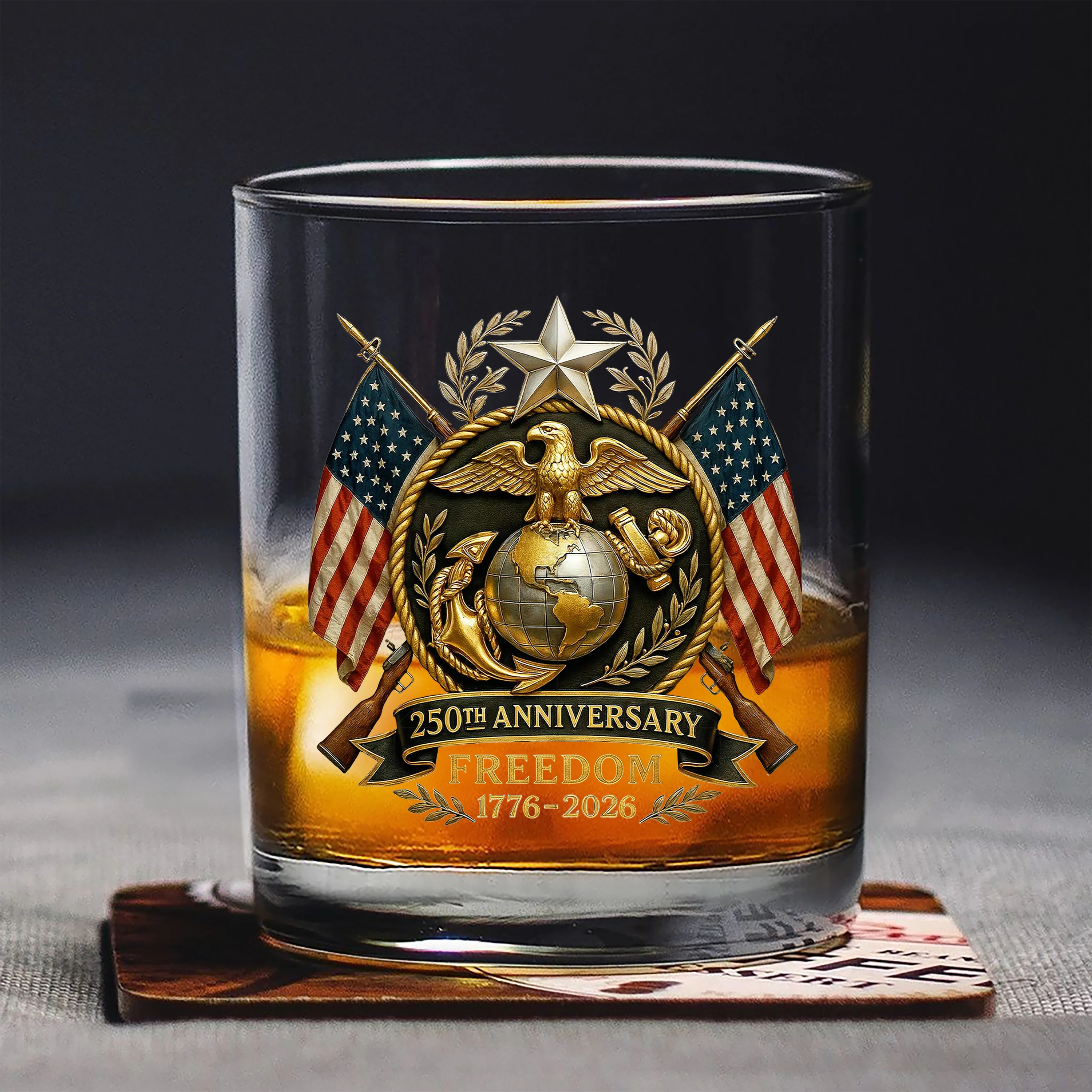 Bald Eagles Guns 250th Anniversary Freedom 1776 - 2026 Whiskey Glass LM32 897463 - Image 6