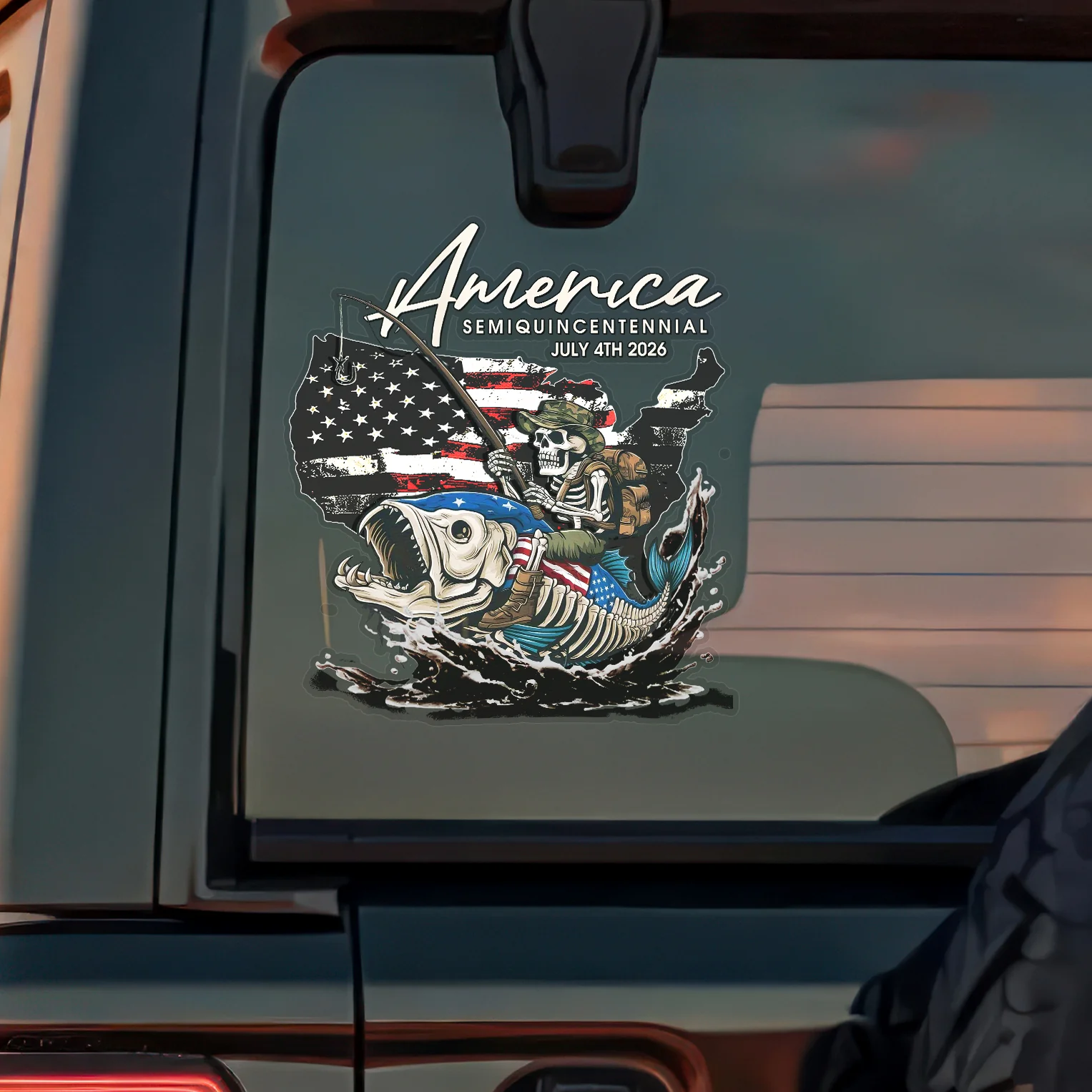 Bass Fishing Flag America Semiquincentennial July 4th 2026 Car Window Decal Sticker LM32 899227 - Image 4