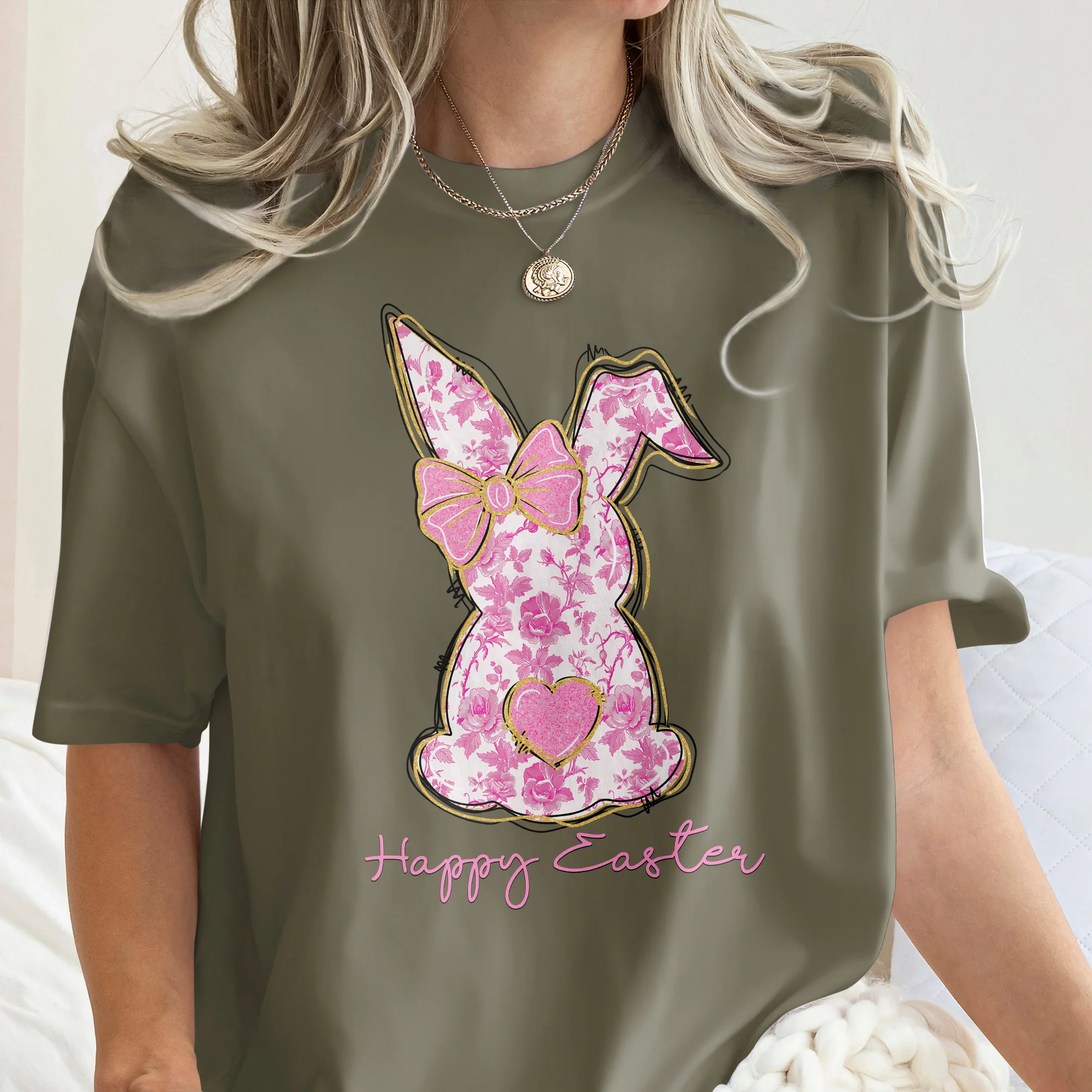 Coquette Happy Easter Pink Bunny T-Shirt LM32 893121 - Image 5