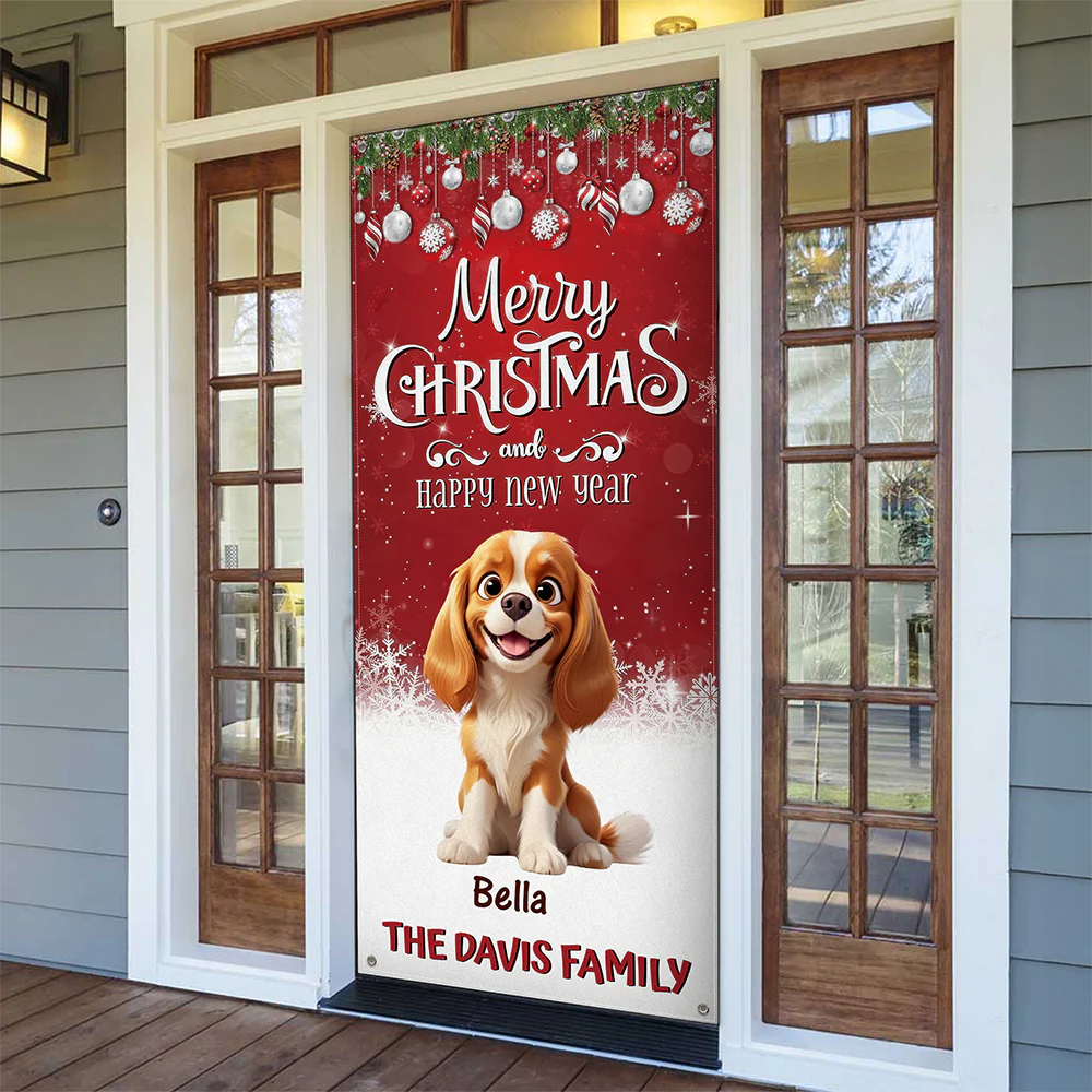 Custom 3D Cute Dog Merry Christmas and Happy New Years Door Cover LM32 897135 - Image 2